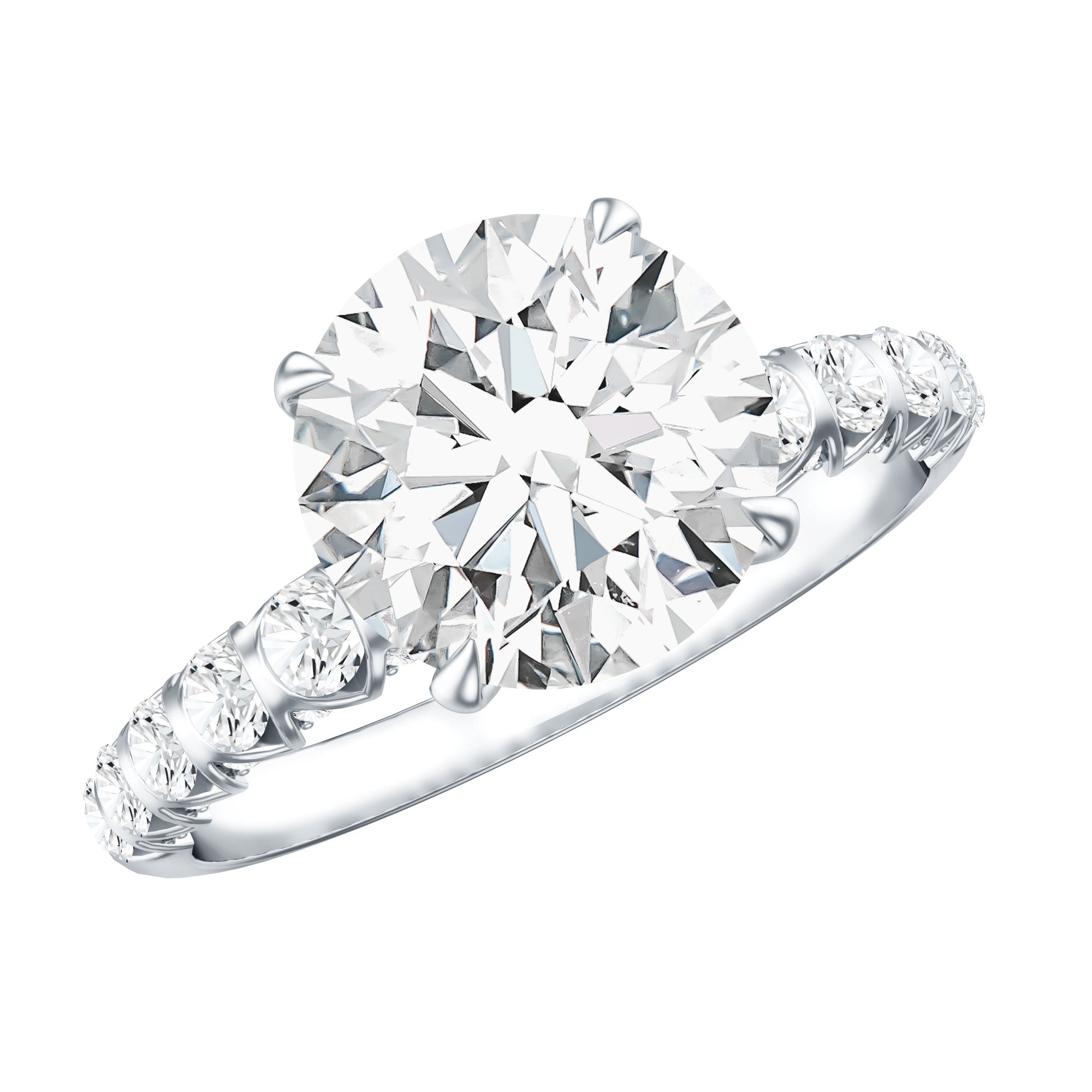Round Cut 3 Carat Lab Grown Diamond Engagement Ring with IGI Certificate Lab - ( EF-VS ) - Rosec Jewels