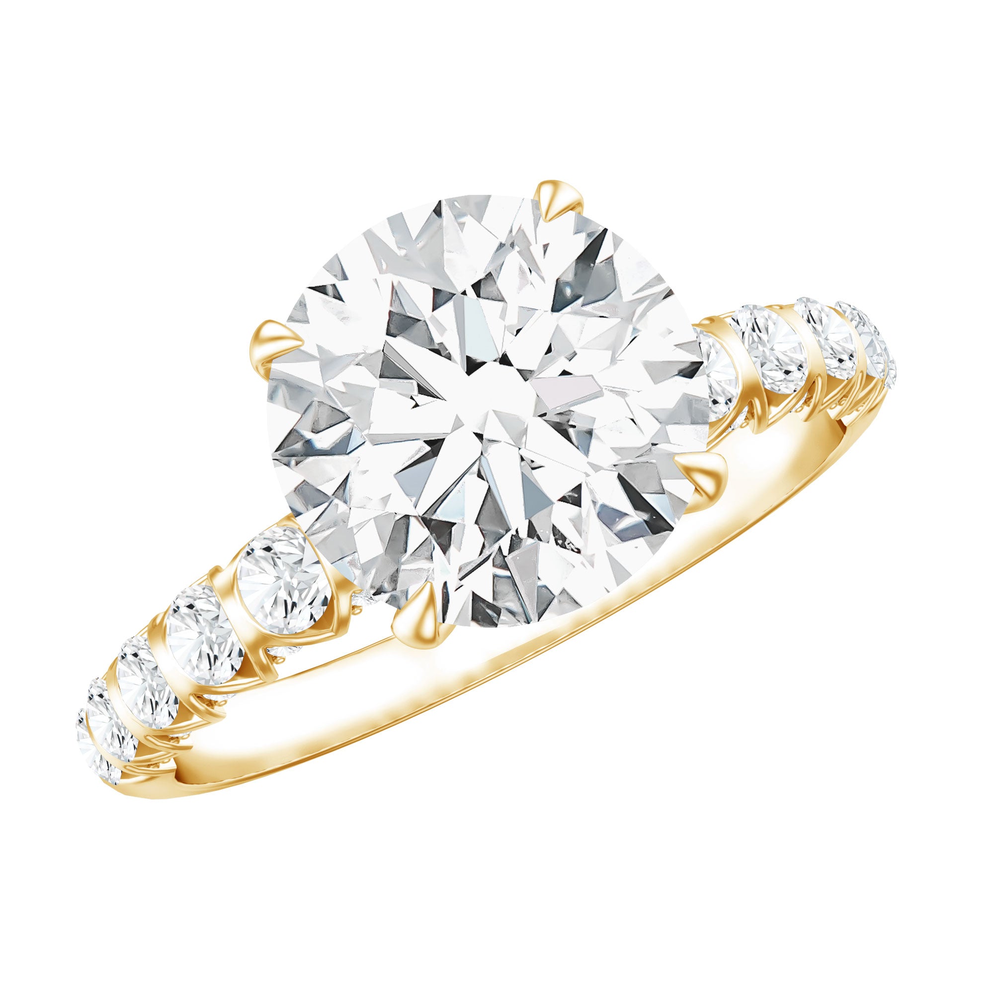 Round Cut 3 Carat Lab Grown Diamond Engagement Ring with IGI Certificate Lab - ( E-VS1 ) - Rosec Jewels
