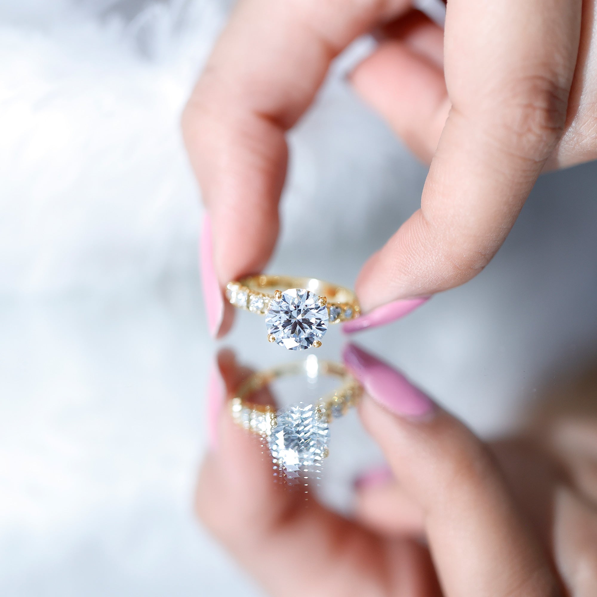 Round Cut 3 Carat Lab Grown Diamond Engagement Ring with IGI Certificate Lab - ( EF-VS ) - Rosec Jewels
