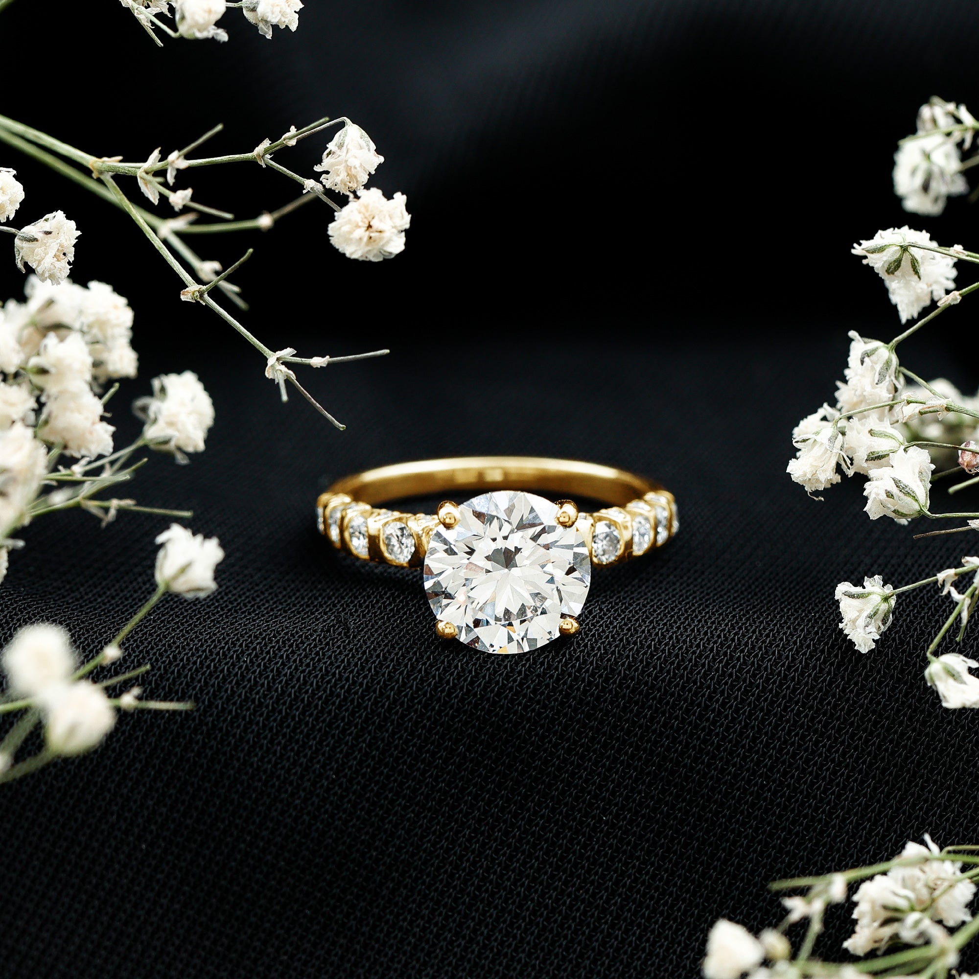Round Cut 3 Carat Lab Grown Diamond Engagement Ring with IGI Certificate Lab - ( EF-VS ) - Rosec Jewels