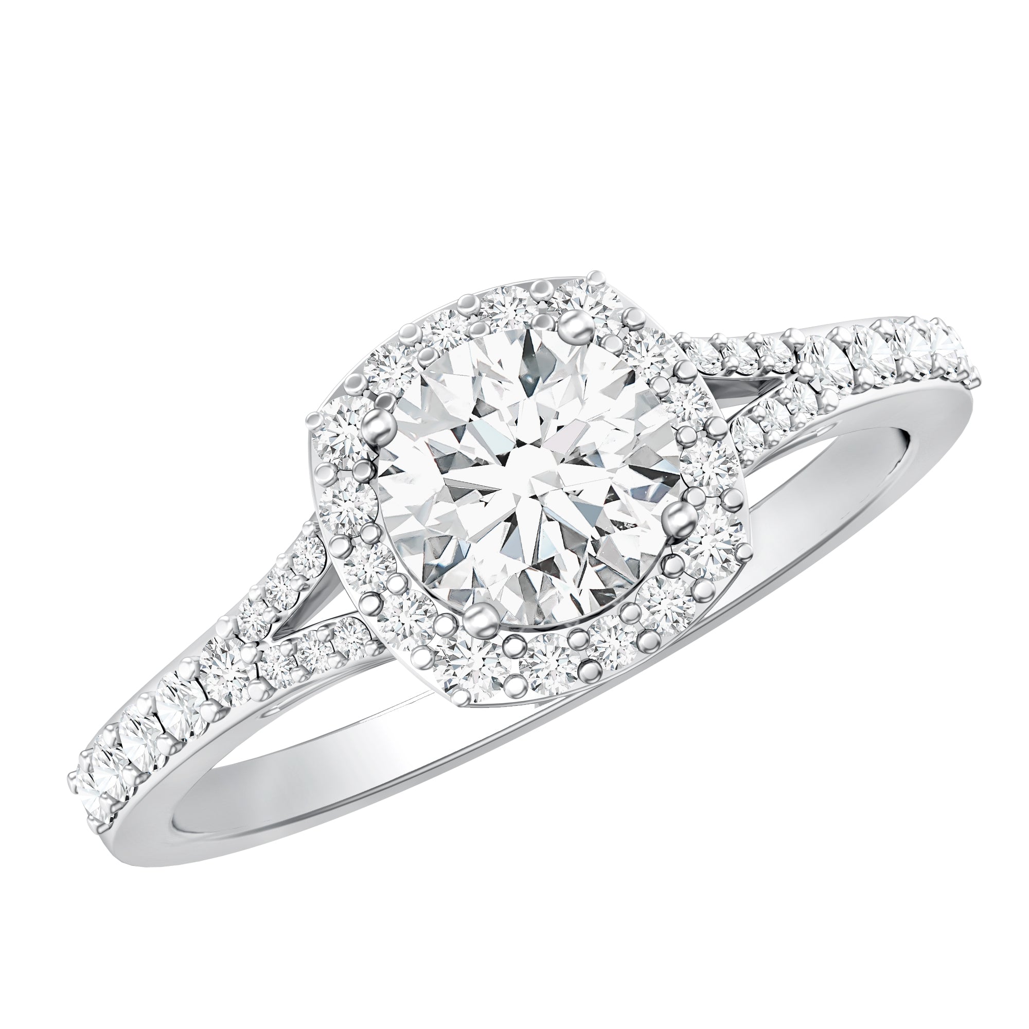 IGI Certified 1 Carat Lab Grown Diamond Halo Engagement Ring for Women Lab - ( E-VS1 ) - Rosec Jewels