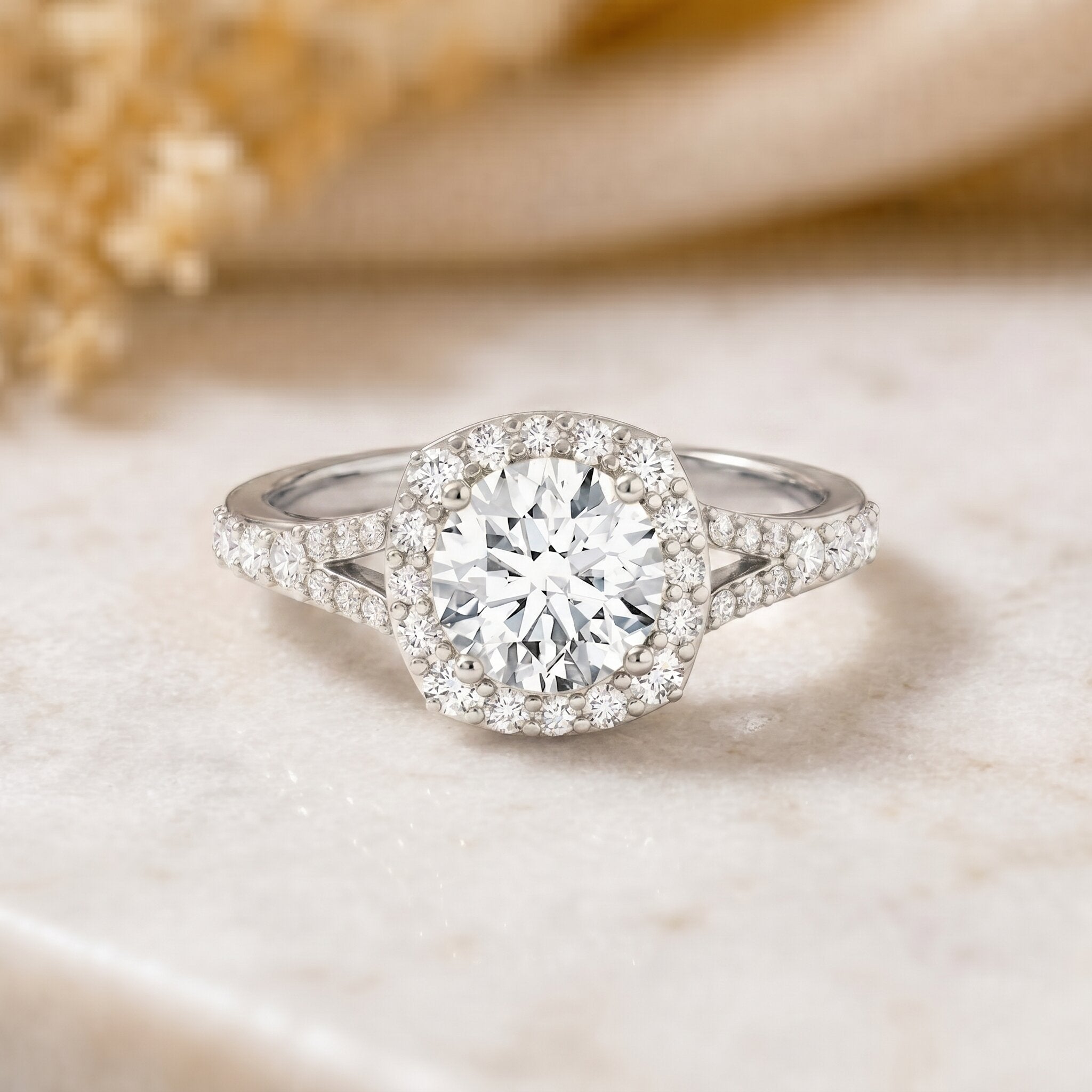 IGI Certified 1 Carat Lab Grown Diamond Halo Engagement Ring for Women Lab - ( E-VS1 ) - Rosec Jewels