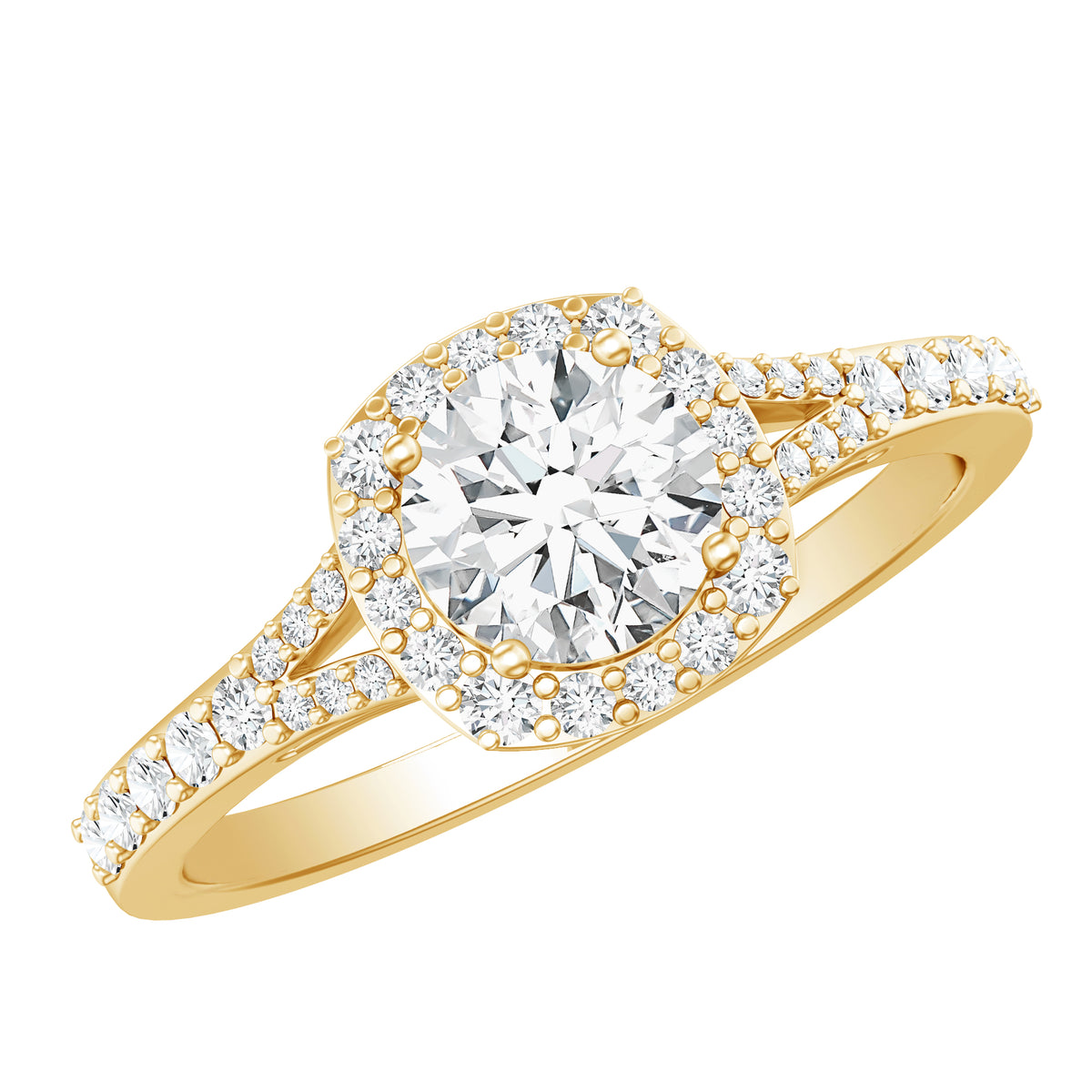 IGI Certified 1 Carat Lab Grown Diamond Halo Engagement Ring for Women Lab - ( E-VS1 ) - Rosec Jewels