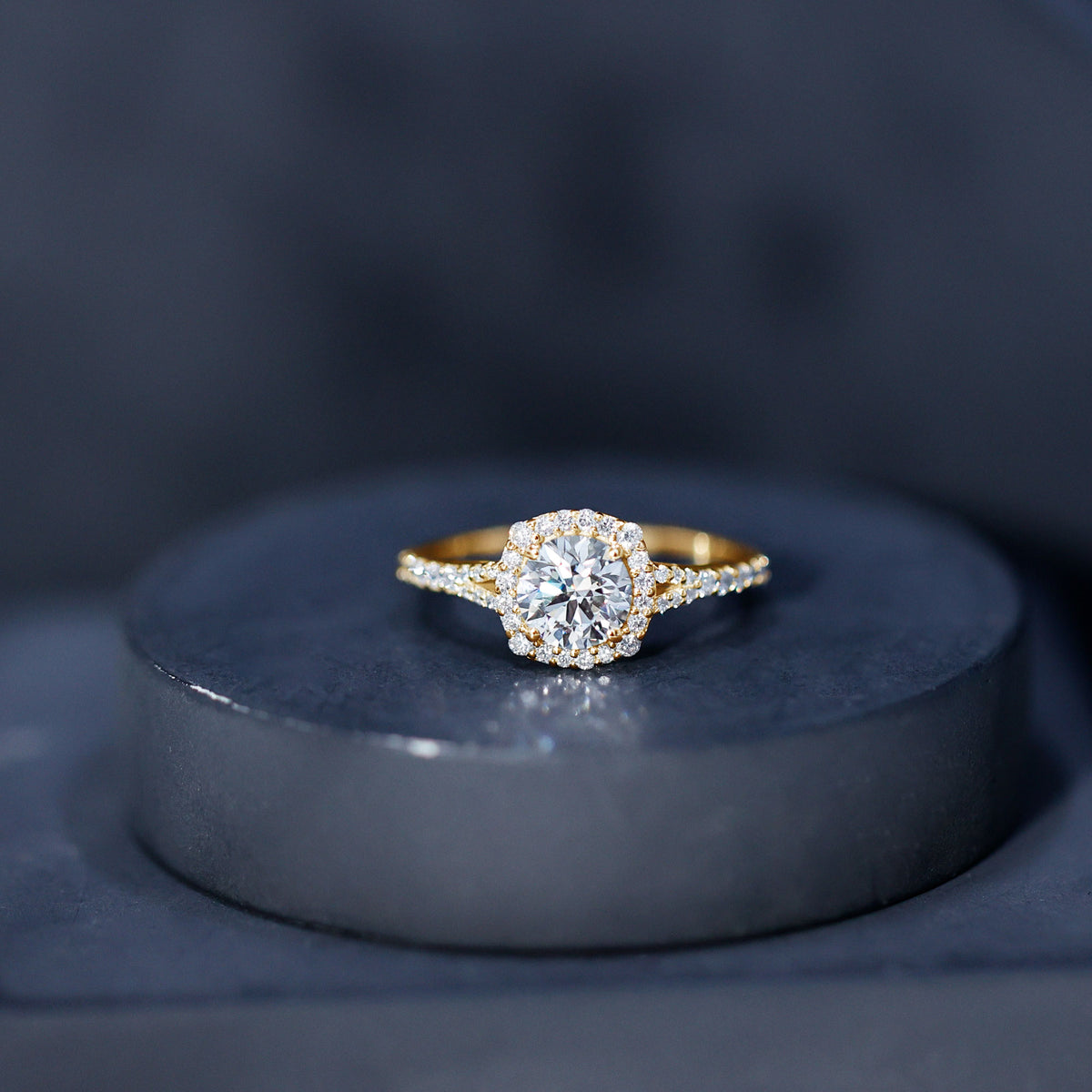 IGI Certified 1 Carat Lab Grown Diamond Halo Engagement Ring for Women Lab - ( E-VS1 ) - Rosec Jewels