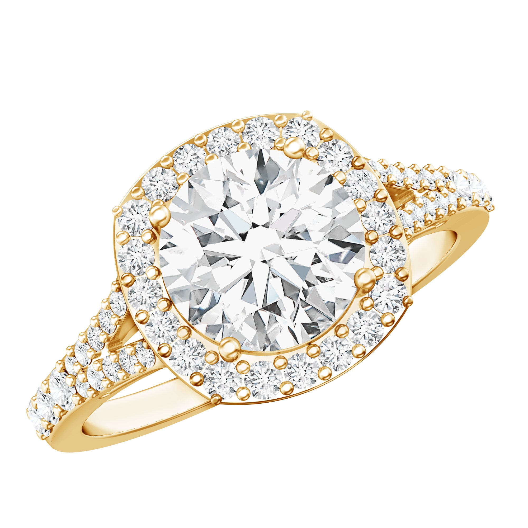 3 Carat Lab Grown Diamond Split Shank Engagement Ring with IGI Certificate Lab - ( E-VS1 ) - Rosec Jewels