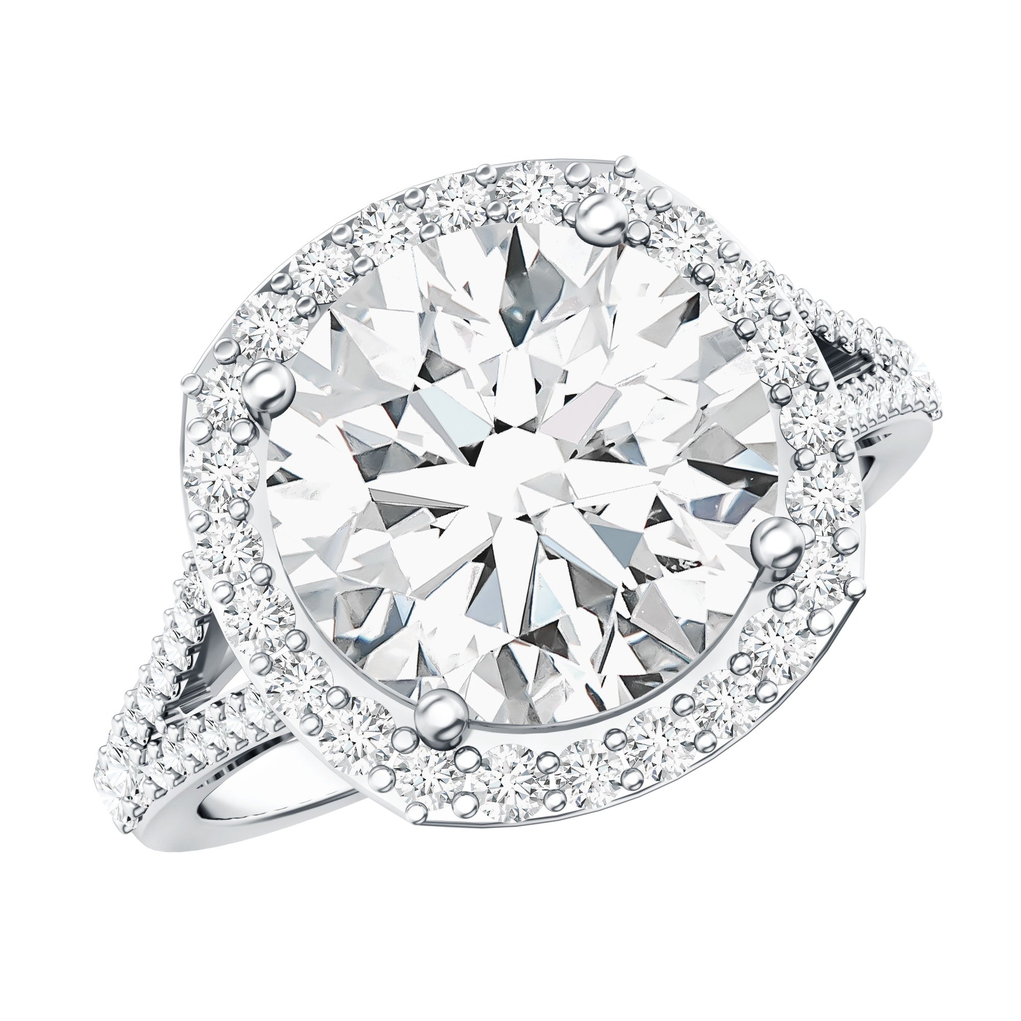 IGI Certified Lab Grown Diamond Statement Engagement Ring with Split Shank Lab - ( EF-VS ) - Rosec Jewels
