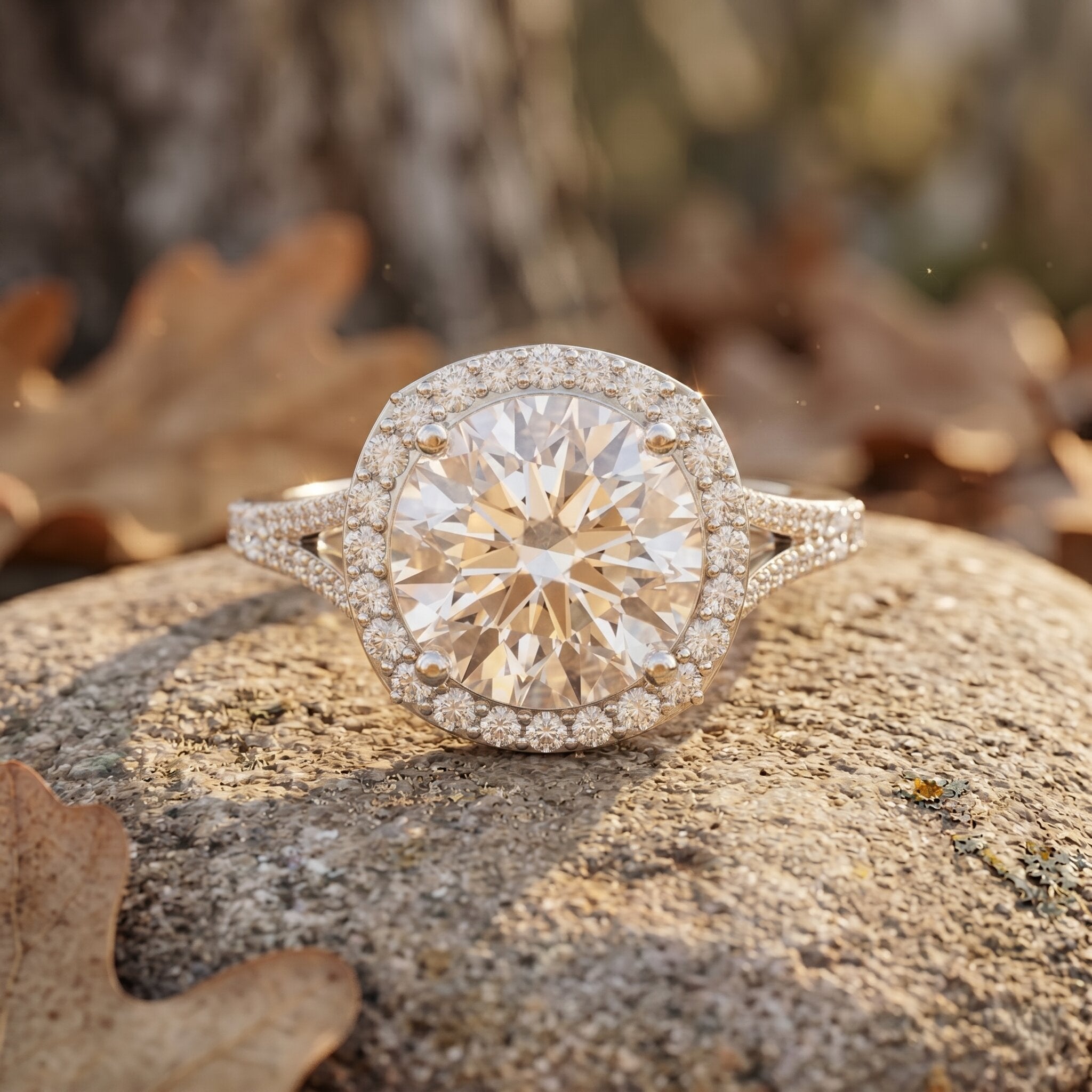 IGI Certified Lab Grown Diamond Statement Engagement Ring with Split Shank Lab - ( E-VS1 ) - Rosec Jewels