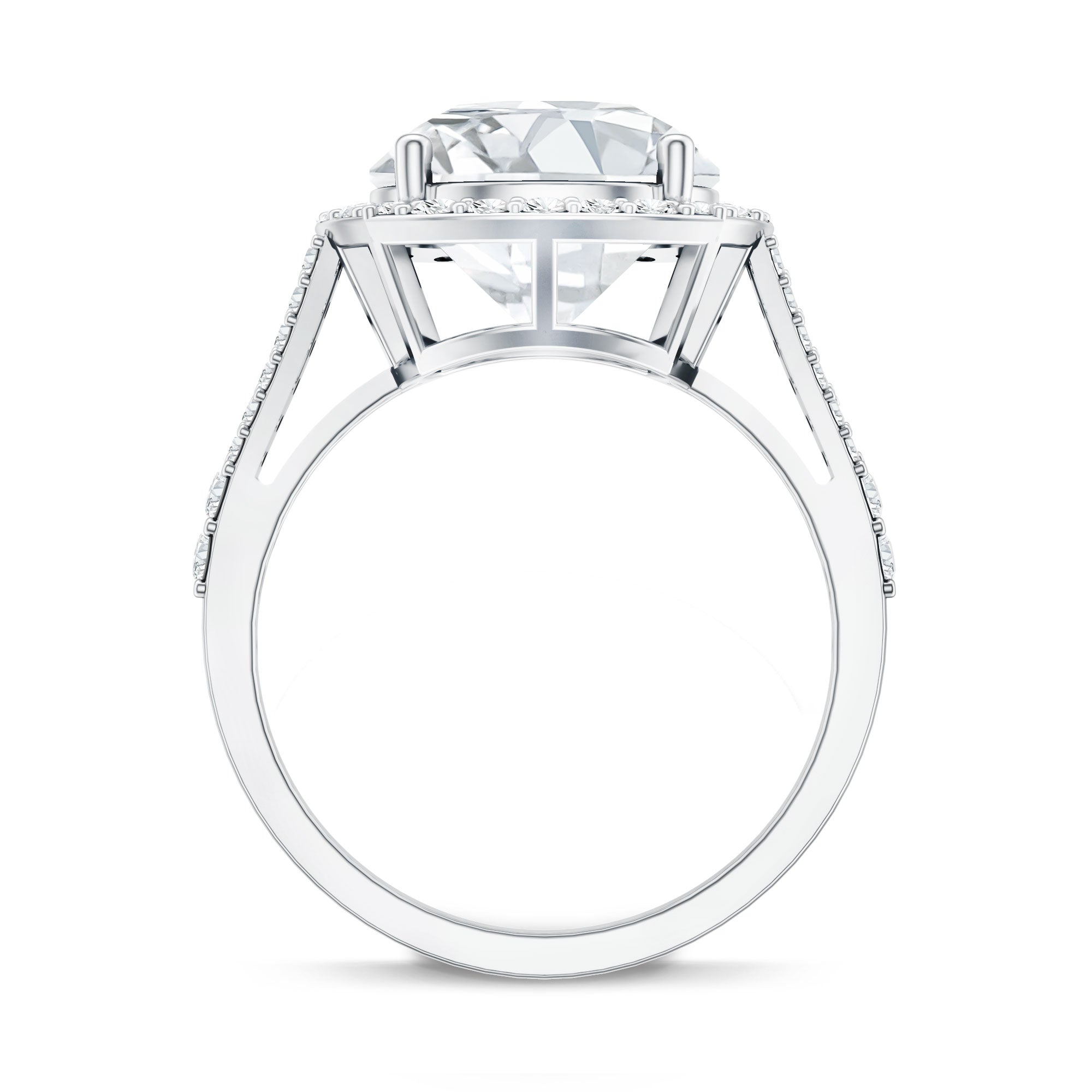 IGI Certified Lab Grown Diamond Statement Engagement Ring with Split Shank Lab - ( EF-VS ) - Rosec Jewels