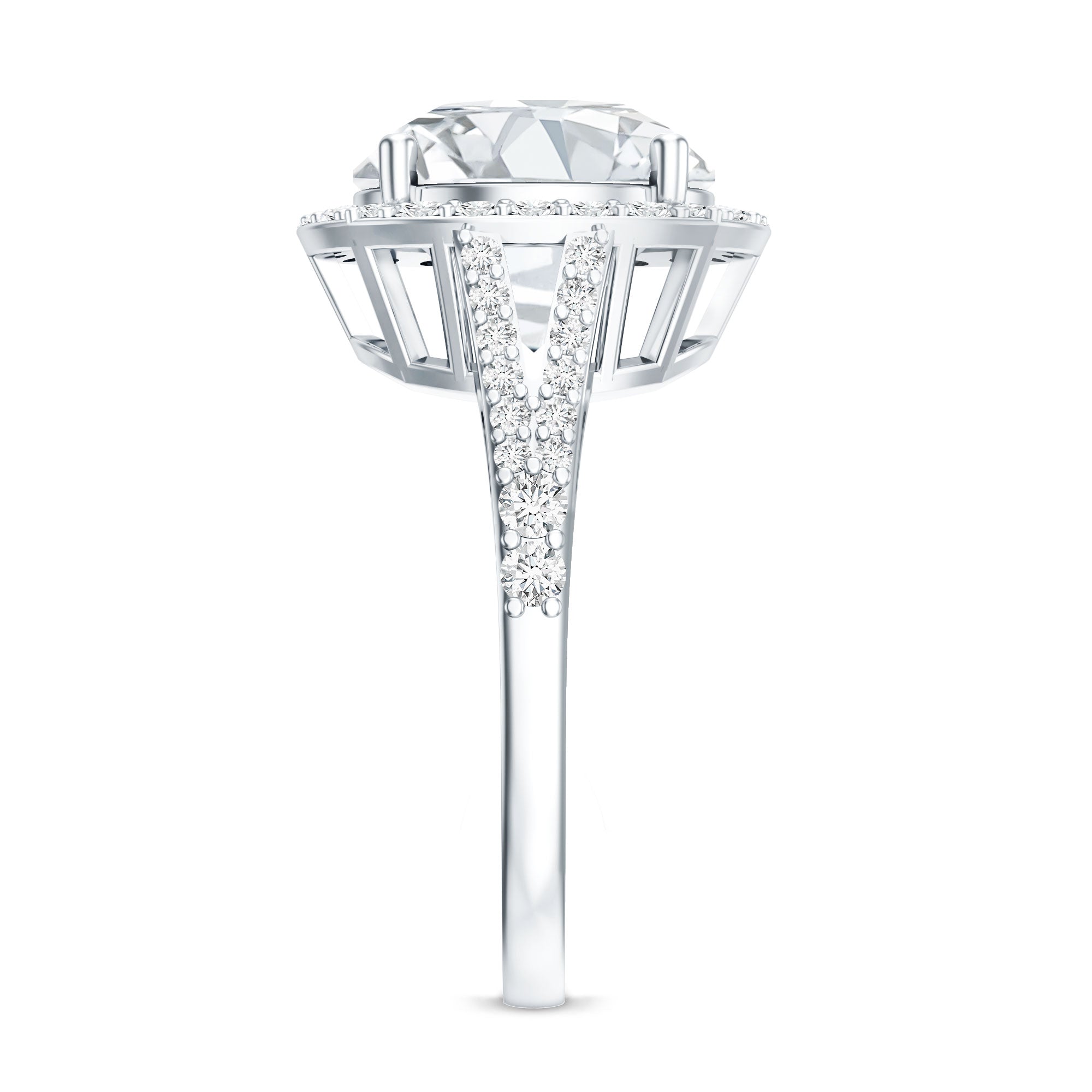 IGI Certified Lab Grown Diamond Statement Engagement Ring with Split Shank Lab - ( EF-VS ) - Rosec Jewels