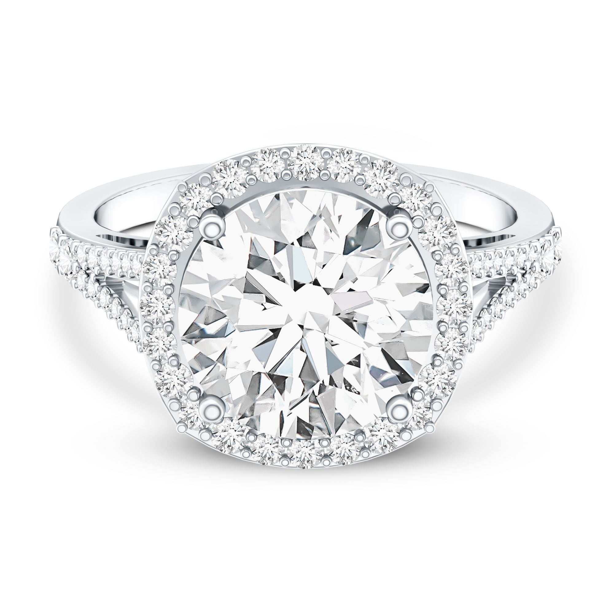 IGI Certified Lab Grown Diamond Statement Engagement Ring with Split Shank Lab - ( EF-VS ) - Rosec Jewels