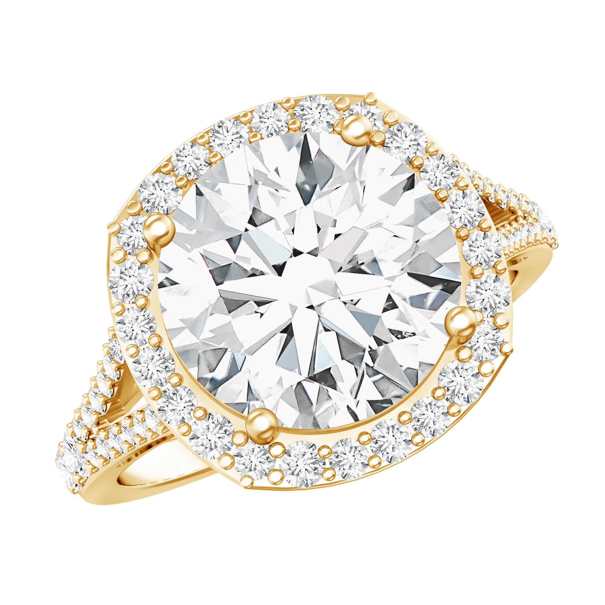 IGI Certified Lab Grown Diamond Statement Engagement Ring with Split Shank Lab - ( E-VS1 ) - Rosec Jewels