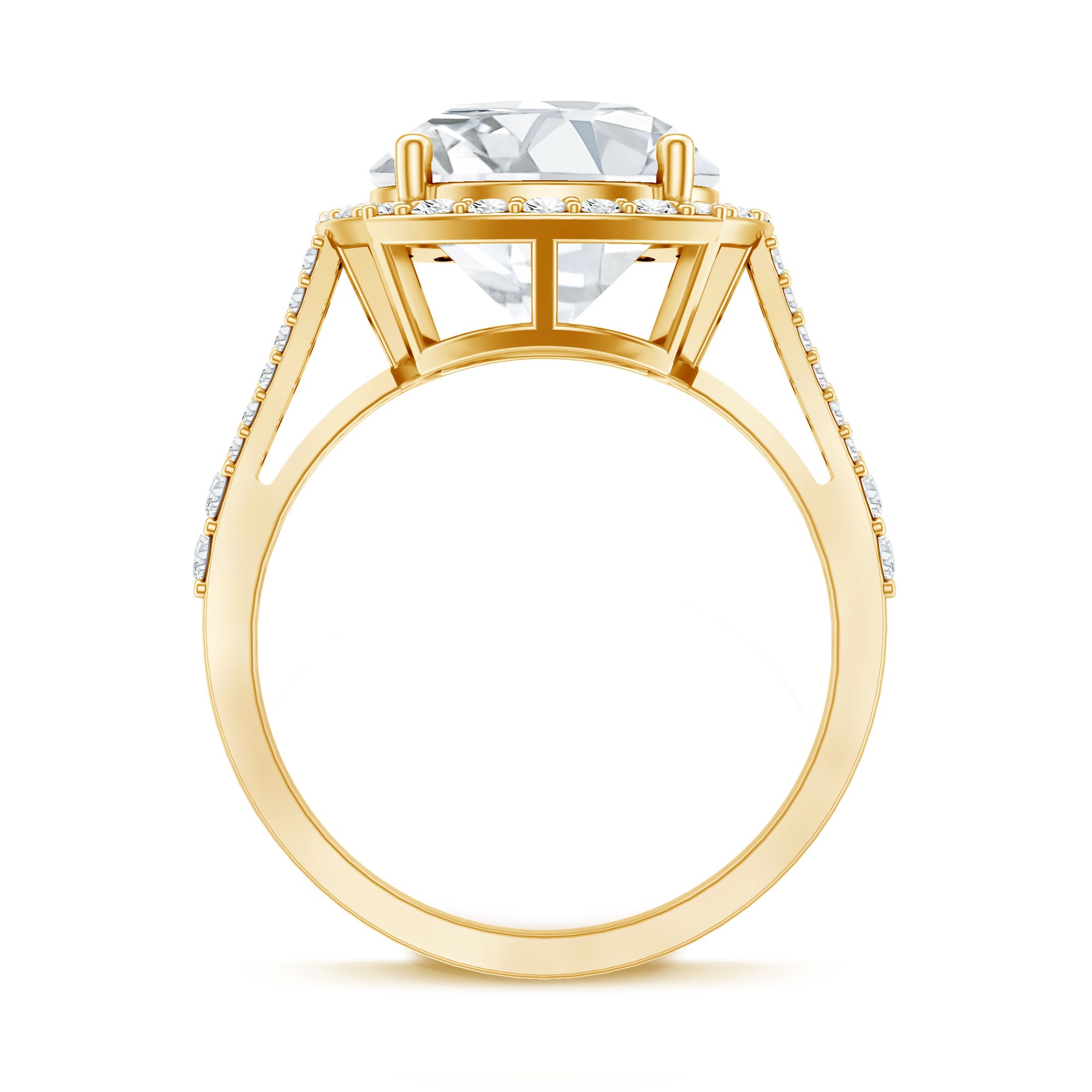 IGI Certified Lab Grown Diamond Statement Engagement Ring with Split Shank Lab - ( EF-VS ) - Rosec Jewels