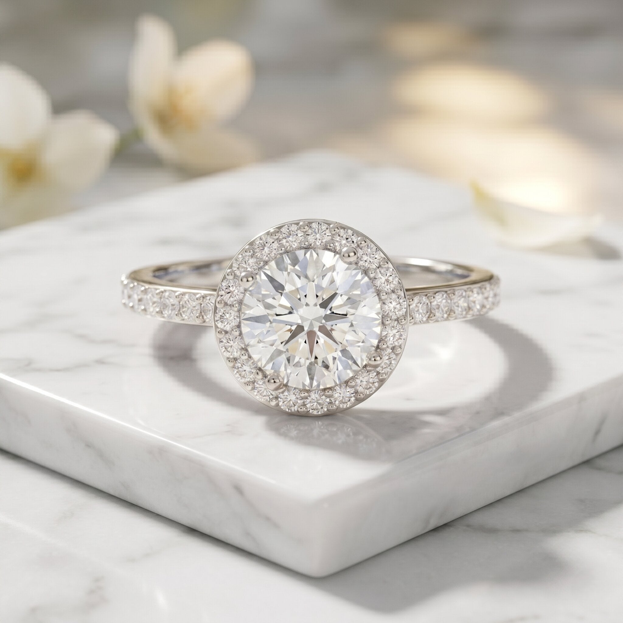 IGI Certified 1 CT Lab Grown Diamond Round Engagement Ring Lab - ( E-VS1 ) - Rosec Jewels