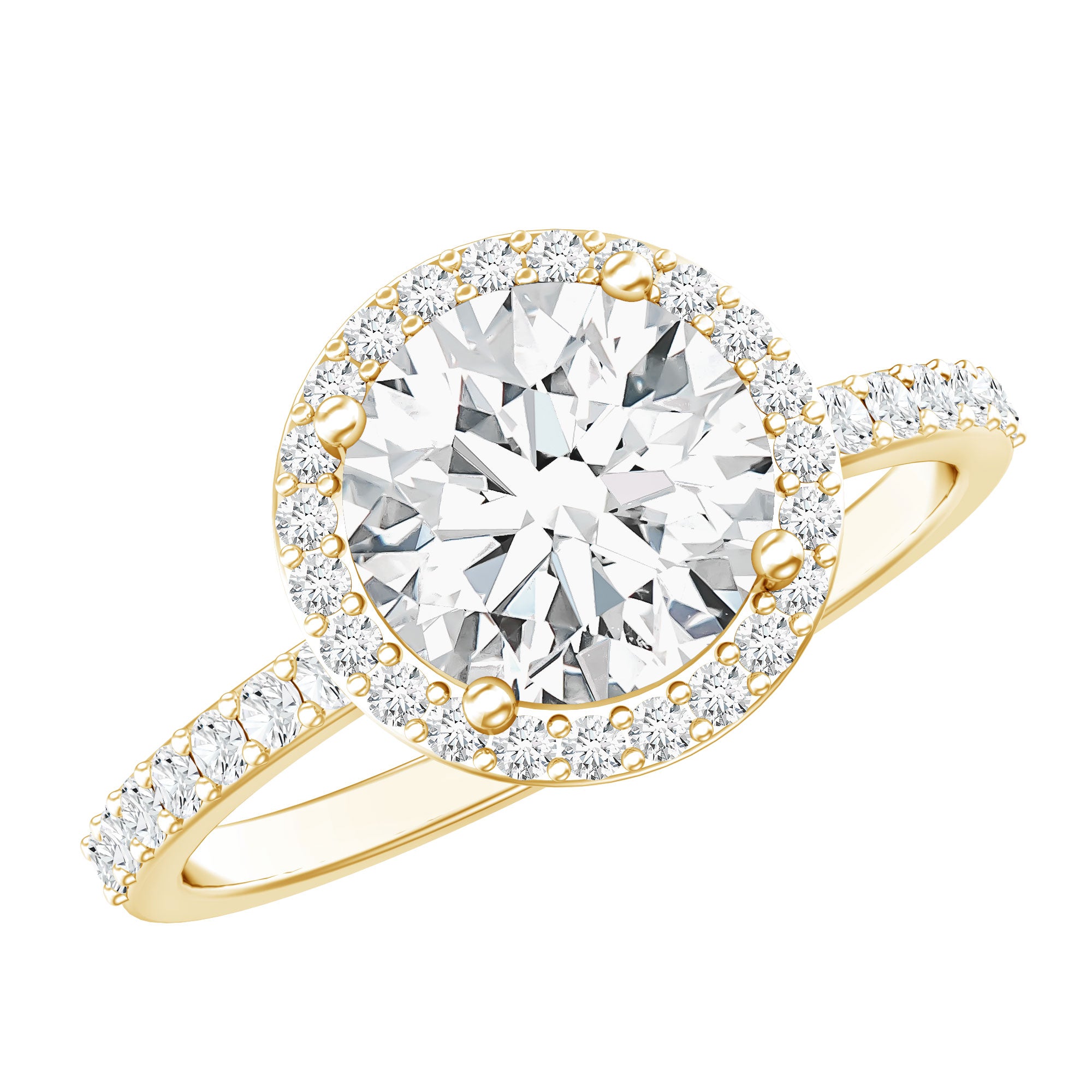 2 Carat Lab Grown Diamond Halo Engagement Ring with IGI Certificate Lab - ( E-VS1 ) - Rosec Jewels