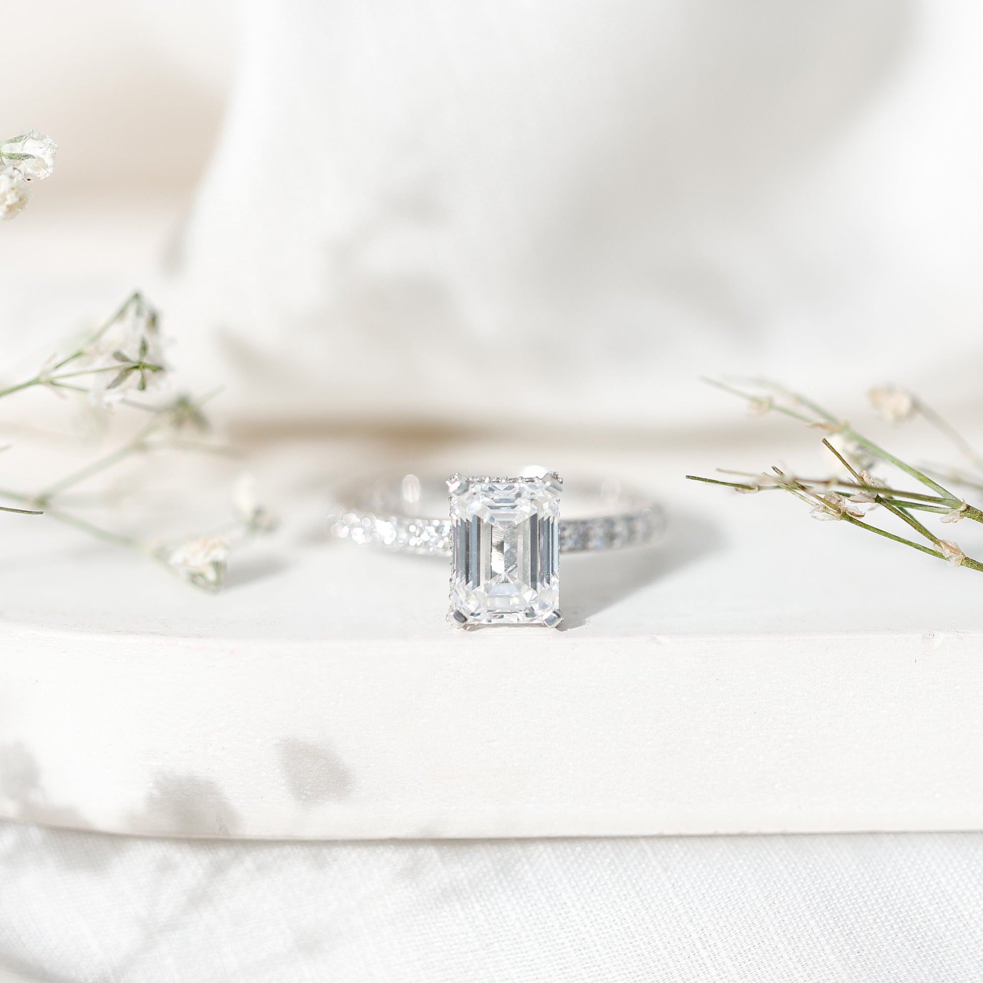 2 Carat Emerald Cut Lab Grown Diamond Solitaire Engagement Ring Lab - ( EF-VS ) - Rosec Jewels