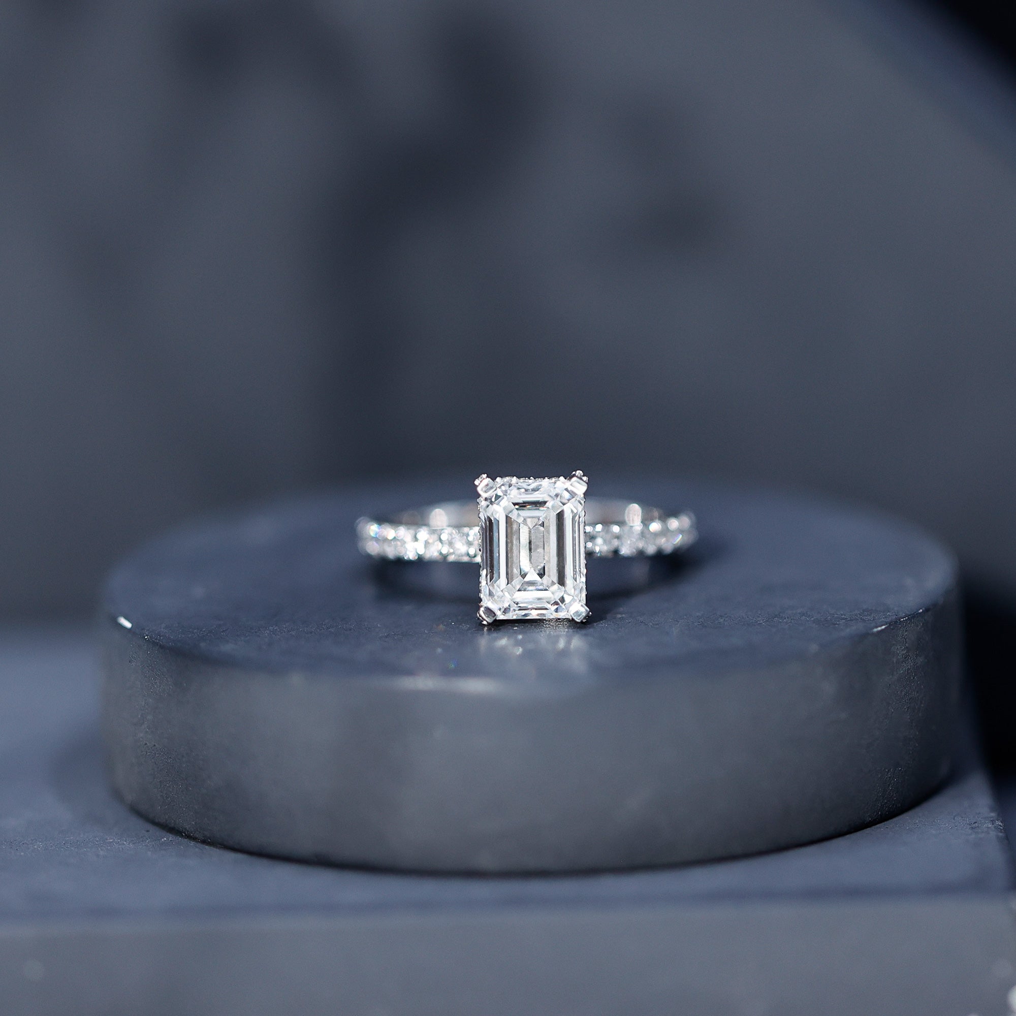 2 Carat Emerald Cut Lab Grown Diamond Solitaire Engagement Ring Lab - ( EF-VS ) - Rosec Jewels