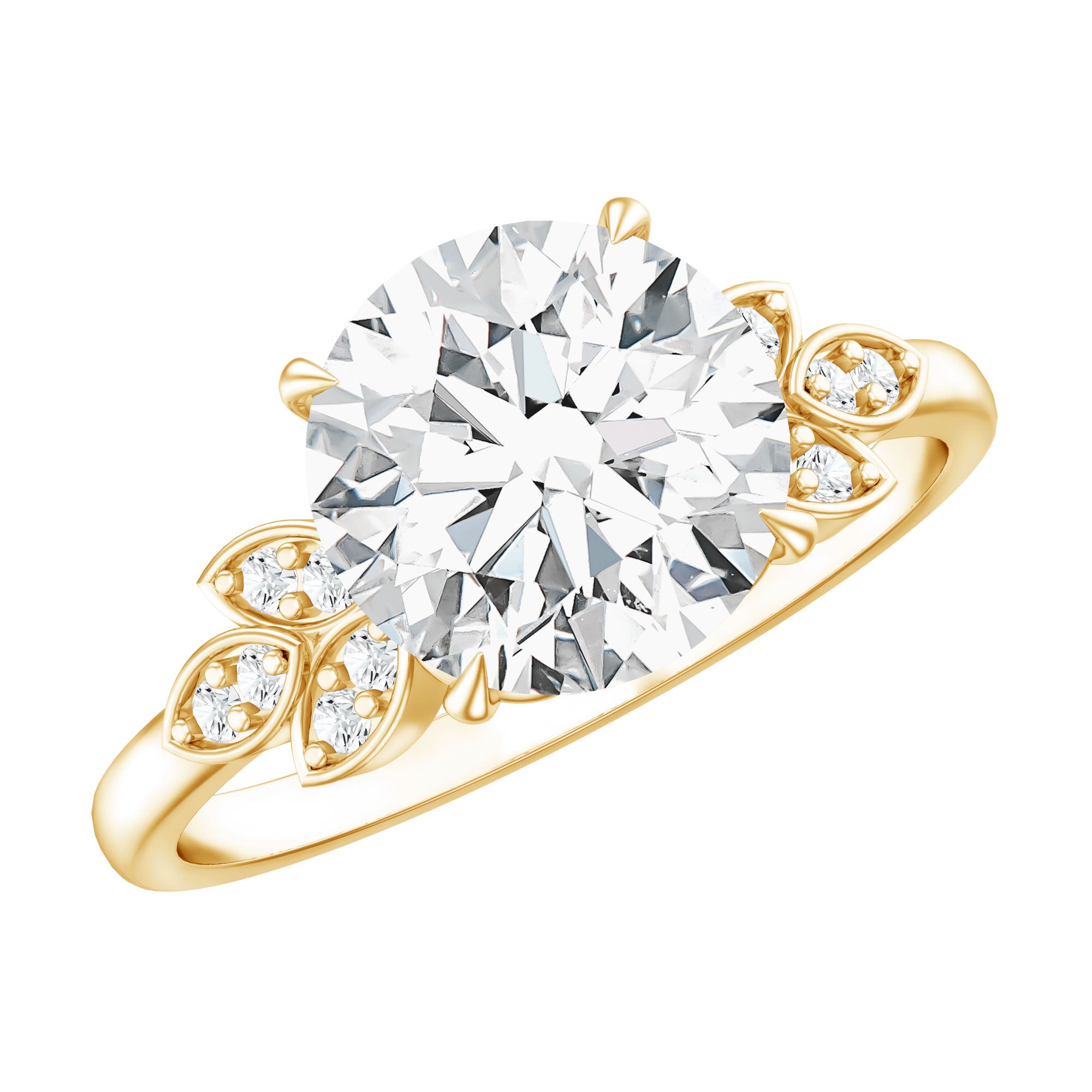 3 Carat Lab Grown Diamond Round Engagement Ring with Certificate Lab - ( EF-VS ) - Rosec Jewels