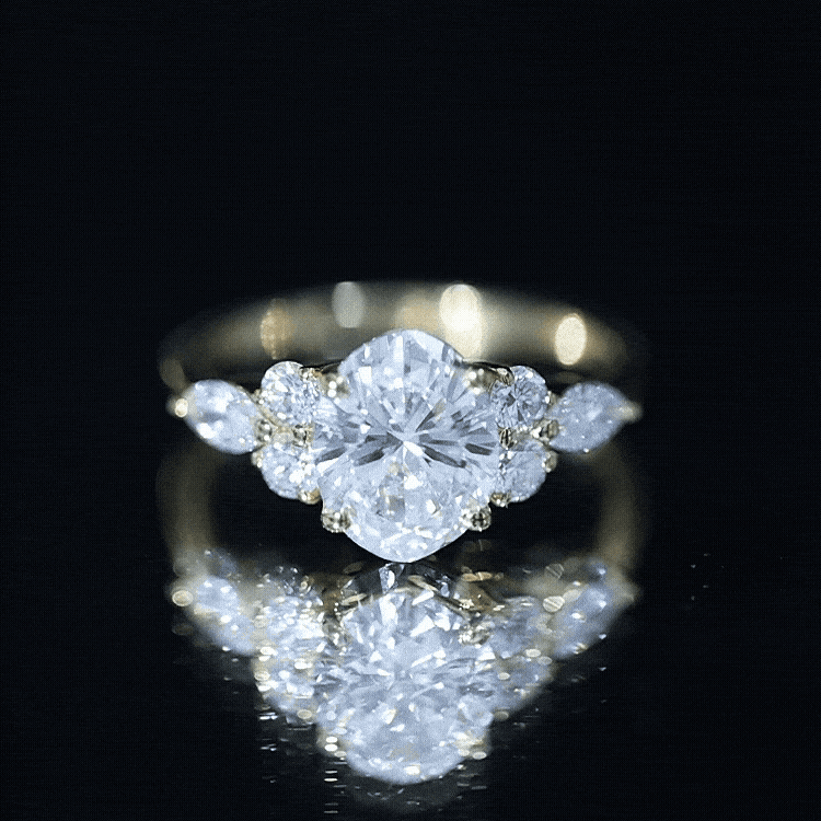 IGI Certified 2 Carat Lab Grown Diamond Oval Engagement Ring with Trio Lab - ( E-VS1 ) - Rosec Jewels