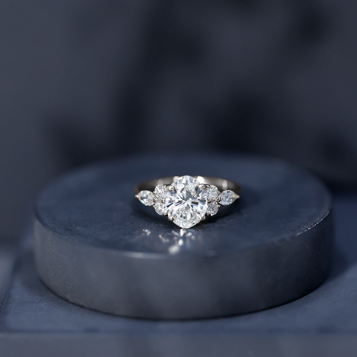 IGI Certified 2 Carat Lab Grown Diamond Oval Engagement Ring with Trio Lab - ( E-VS1 ) - Rosec Jewels