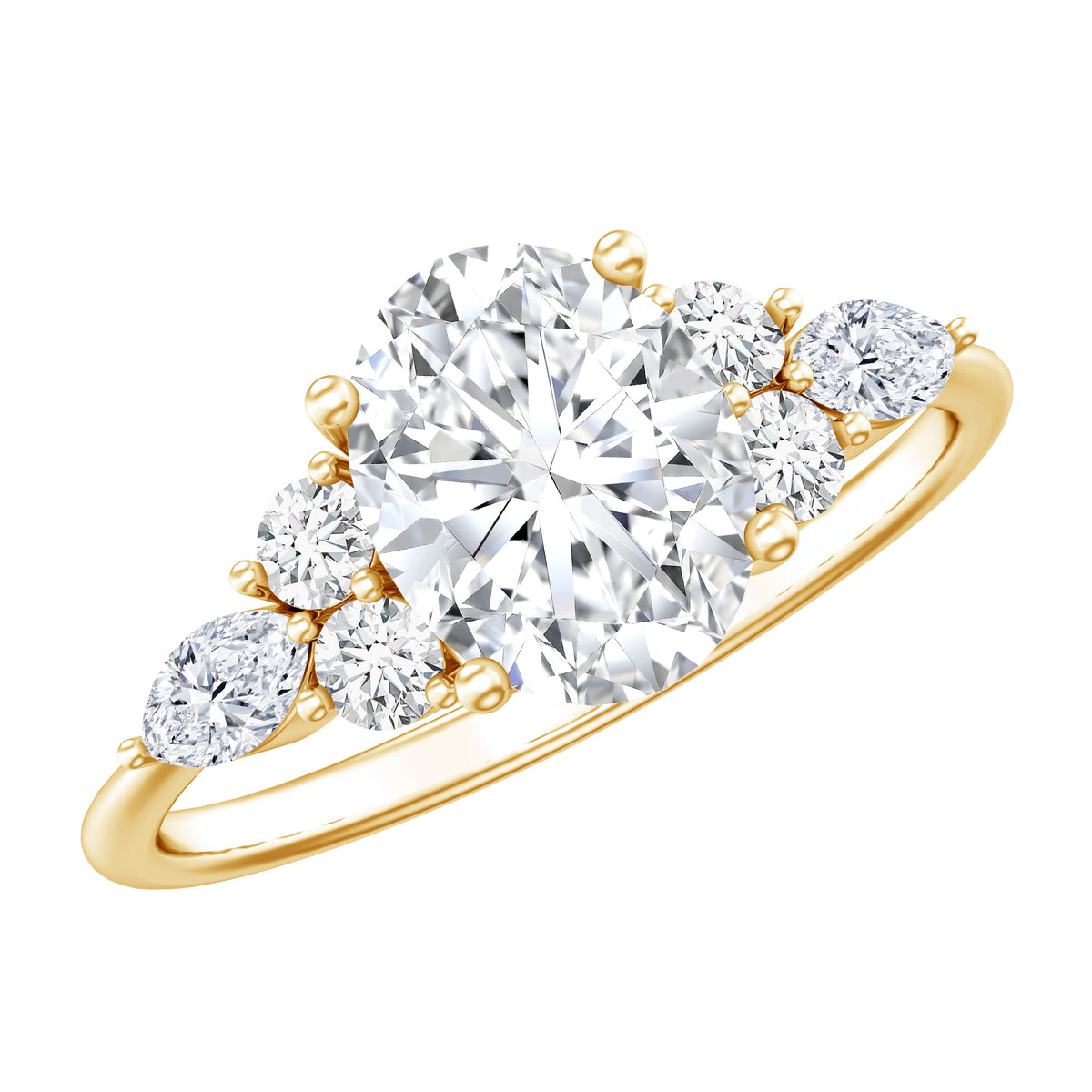 IGI Certified 2 Carat Lab Grown Diamond Oval Engagement Ring with Trio Lab - ( E-VS1 ) - Rosec Jewels