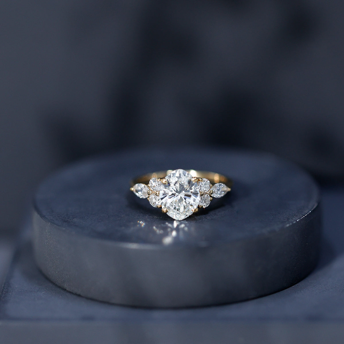 IGI Certified 2 Carat Lab Grown Diamond Oval Engagement Ring with Trio Lab - ( E-VS1 ) - Rosec Jewels