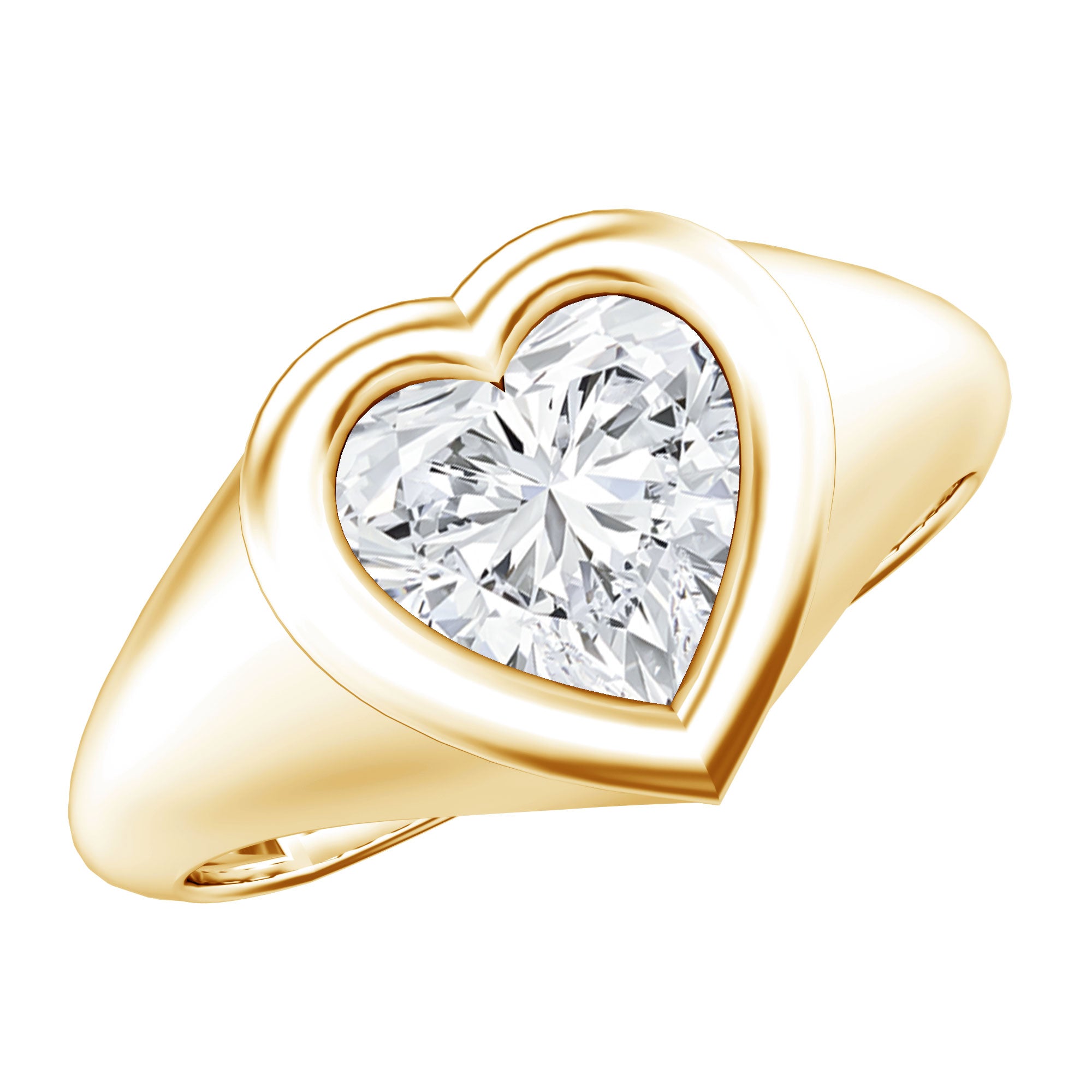 2 Carat Heart Shape Lab Grown Diamond Signet Engagement Ring Lab - ( EF-VS ) - Rosec Jewels