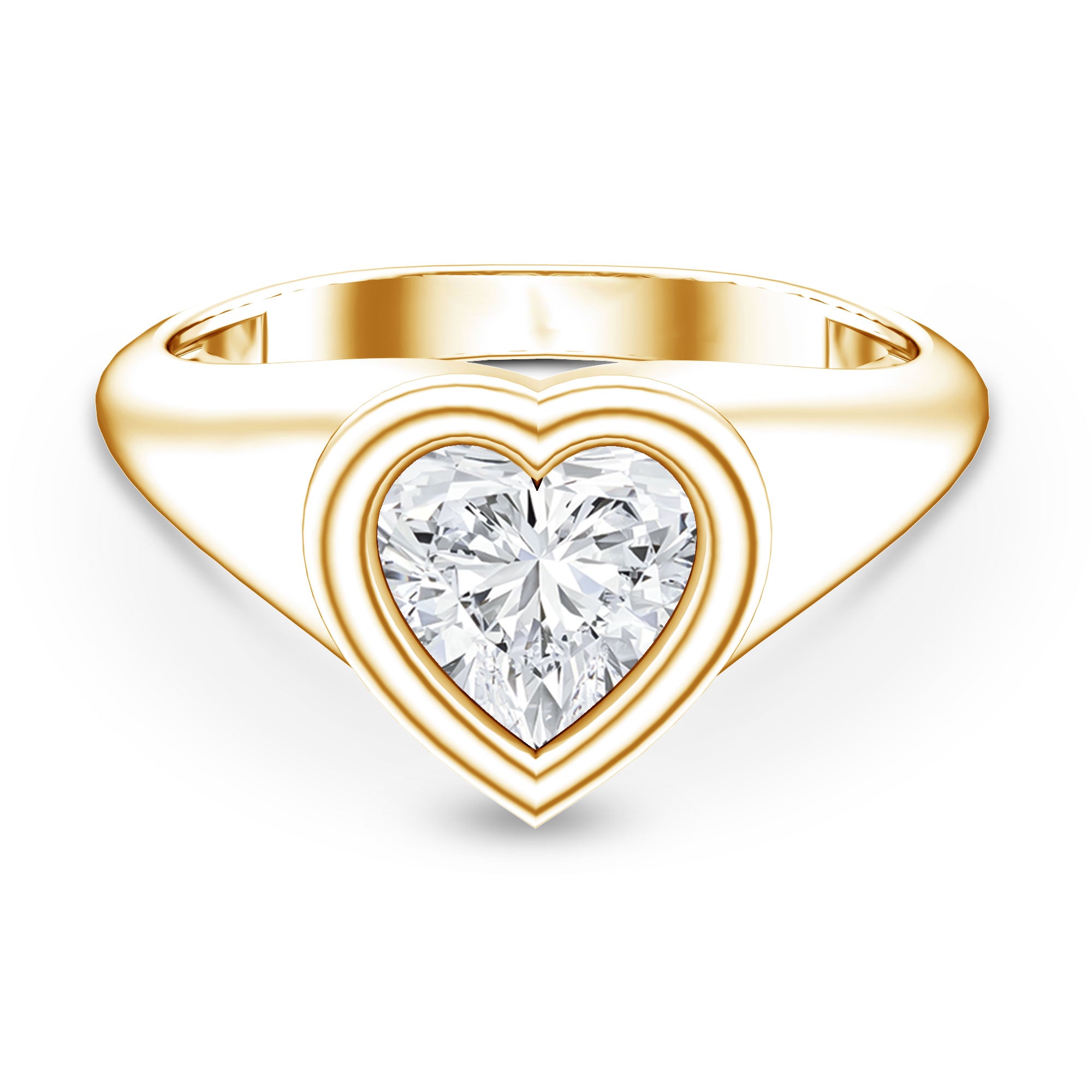 2 Carat Heart Shape Lab Grown Diamond Signet Engagement Ring Lab - ( EF-VS ) - Rosec Jewels