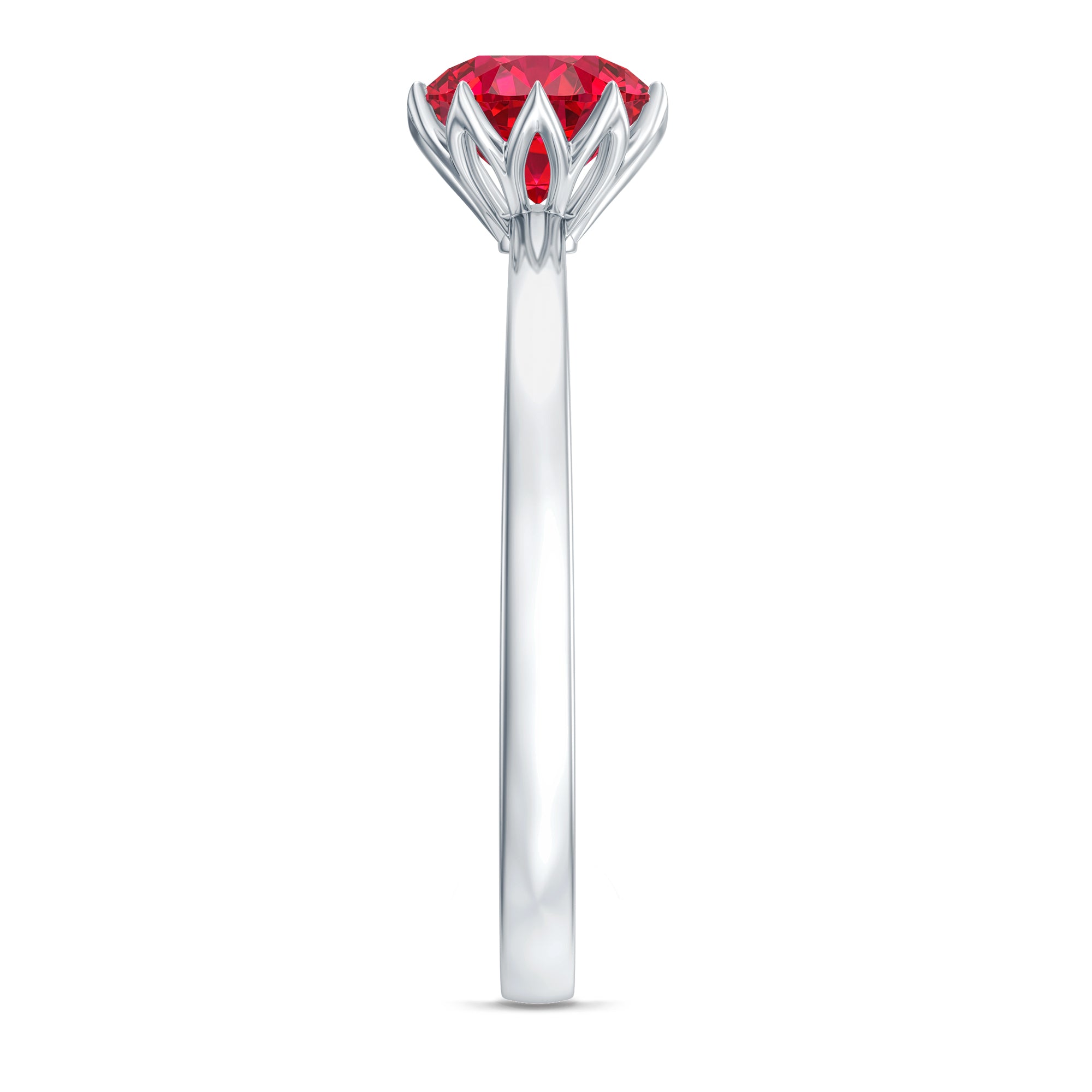 Certified 1.3 Carat Lab Grown Ruby Engagement Ring in Lotus Basket Setting AAAA - Rosec Jewels