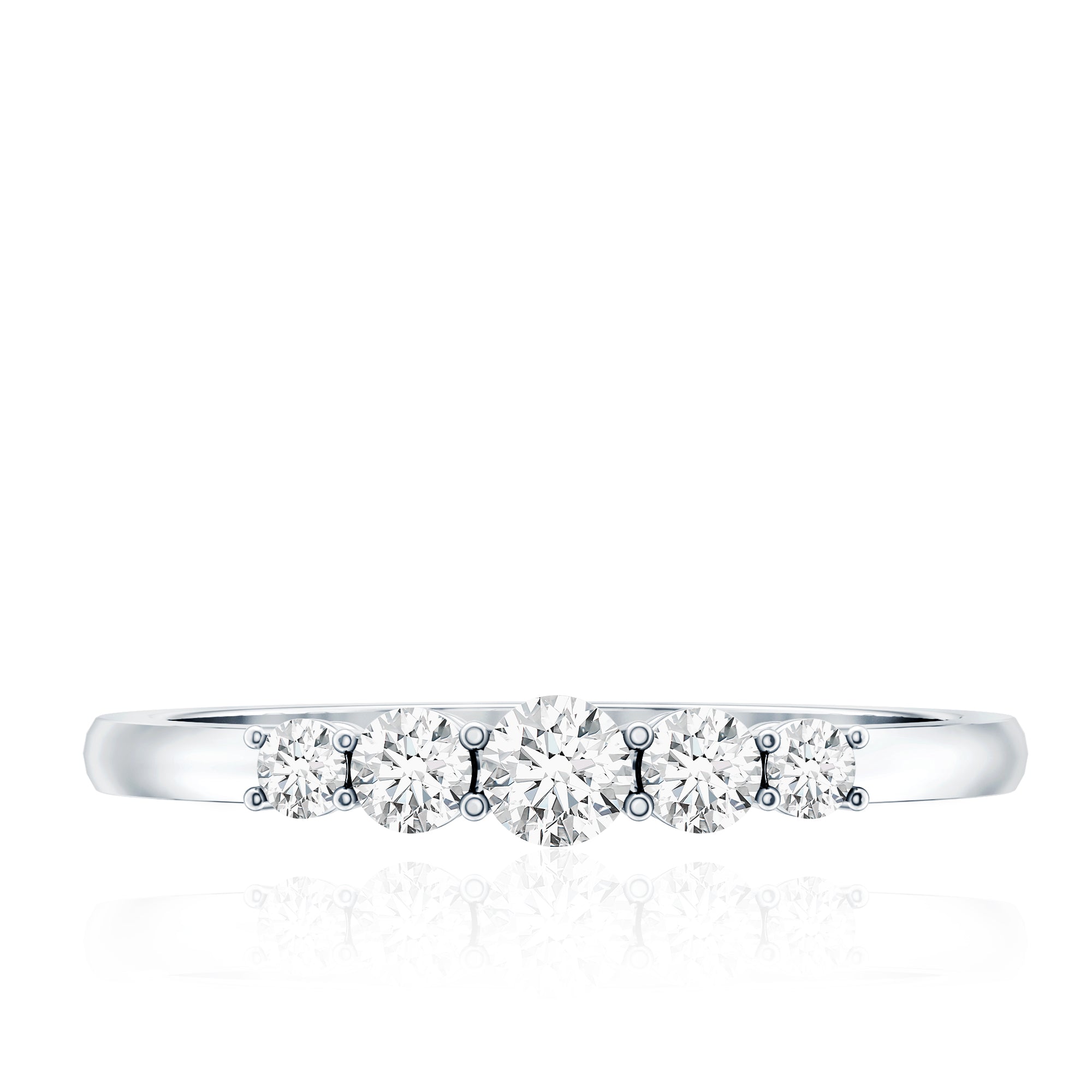Round Cut Moissanite Five Stone Promise Ring D-VS1 - Rosec Jewels