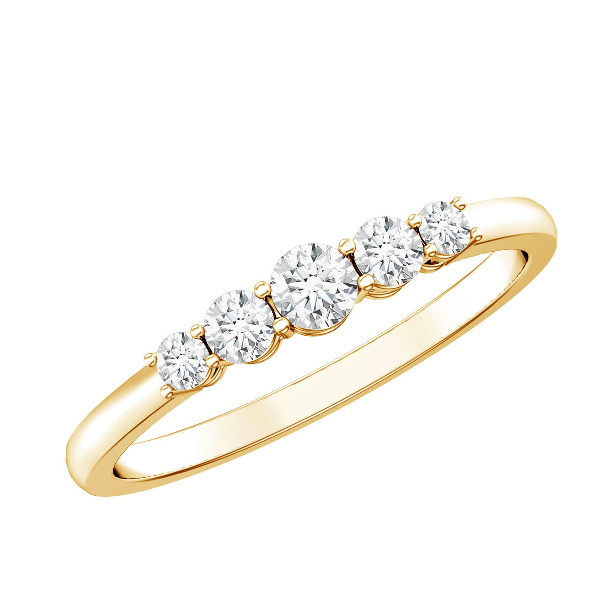 Round Cut Moissanite Five Stone Promise Ring D-VS1 - Rosec Jewels