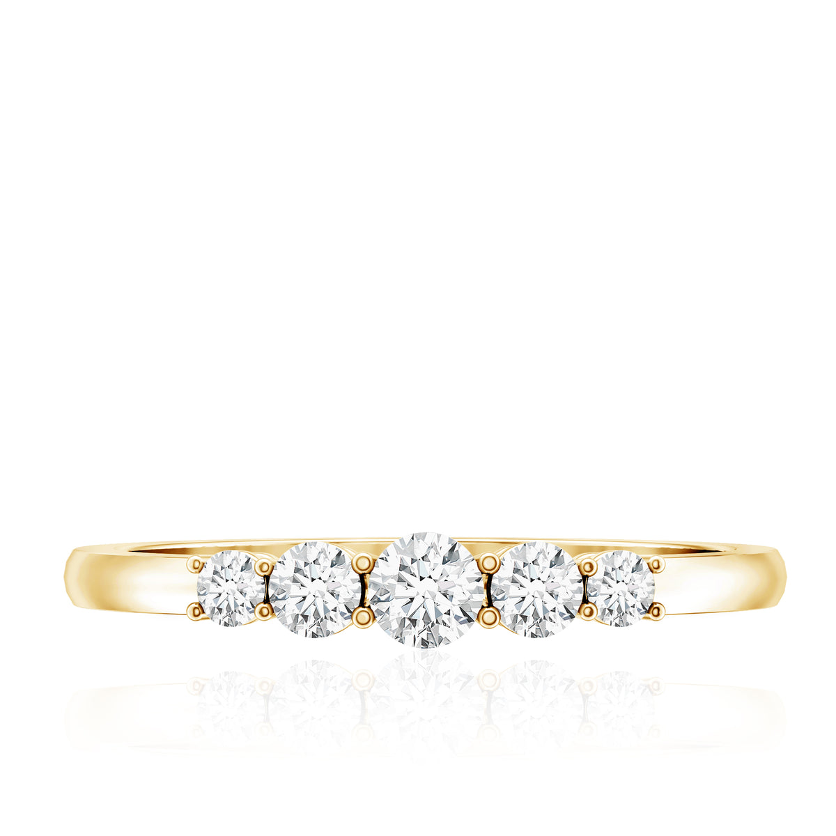 Round Cut Moissanite Five Stone Promise Ring D-VS1 - Rosec Jewels