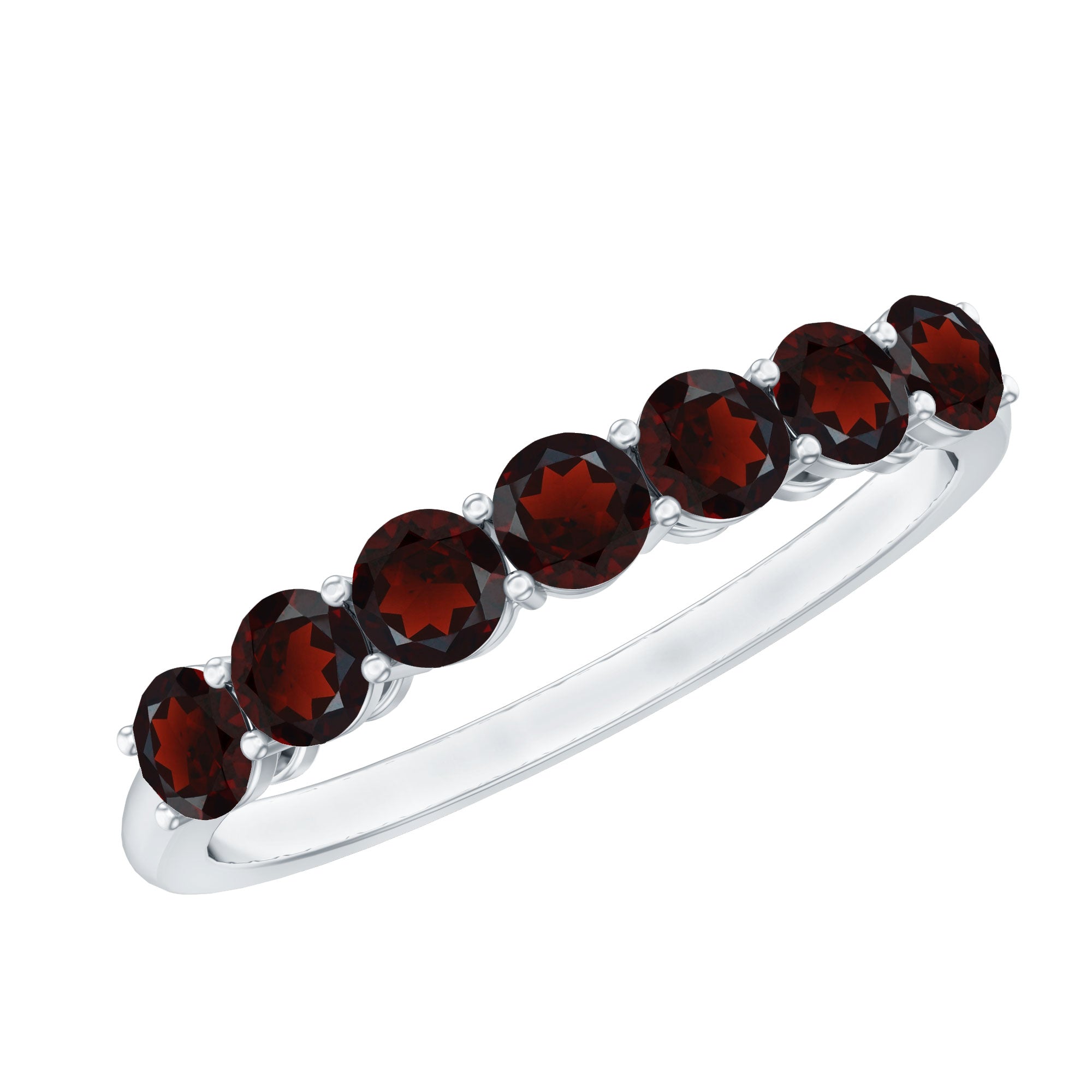 Certified Natural Garnet Half Eternity Ring for Anniversary AAA - Rosec Jewels