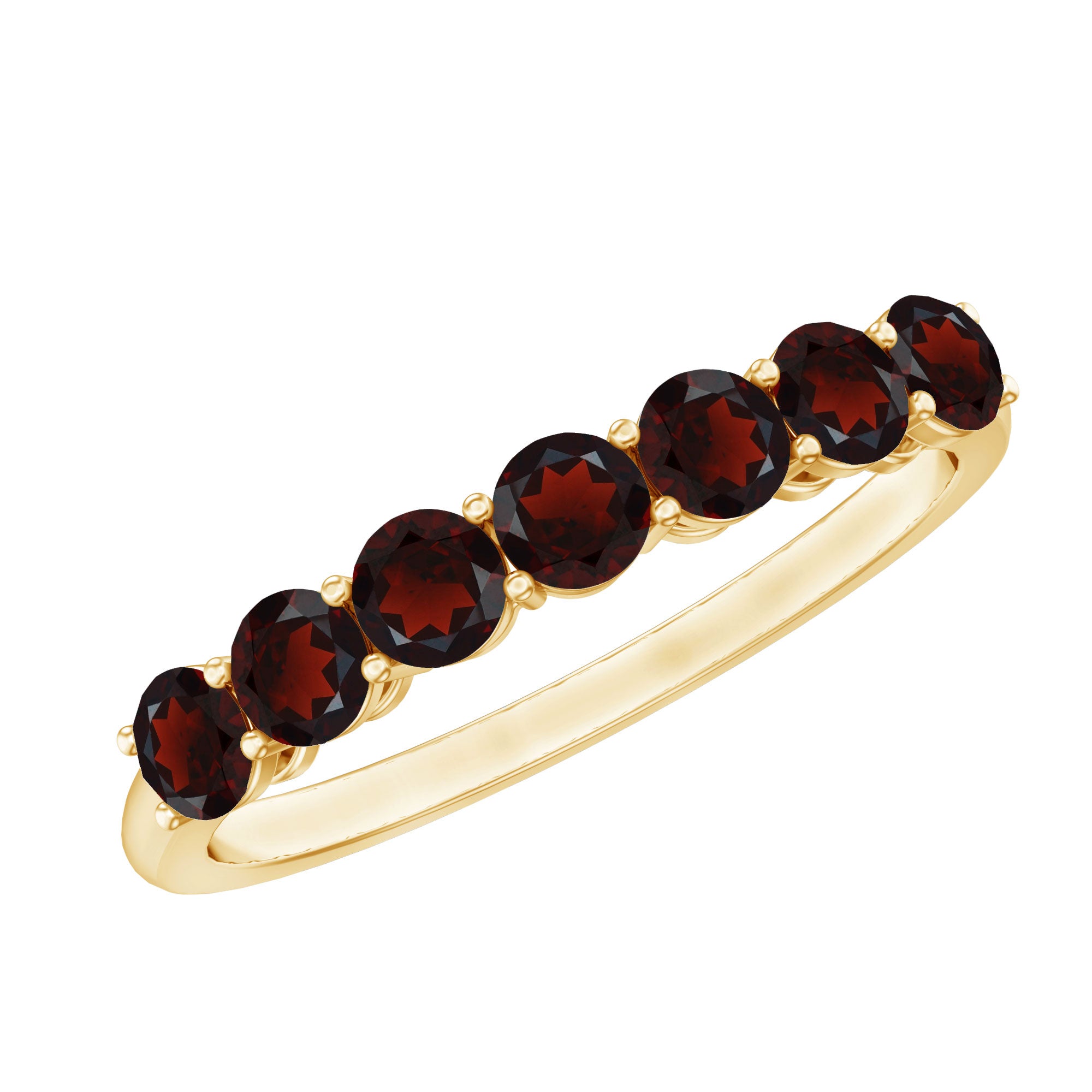 Certified Natural Garnet Half Eternity Ring for Anniversary AAA - Rosec Jewels