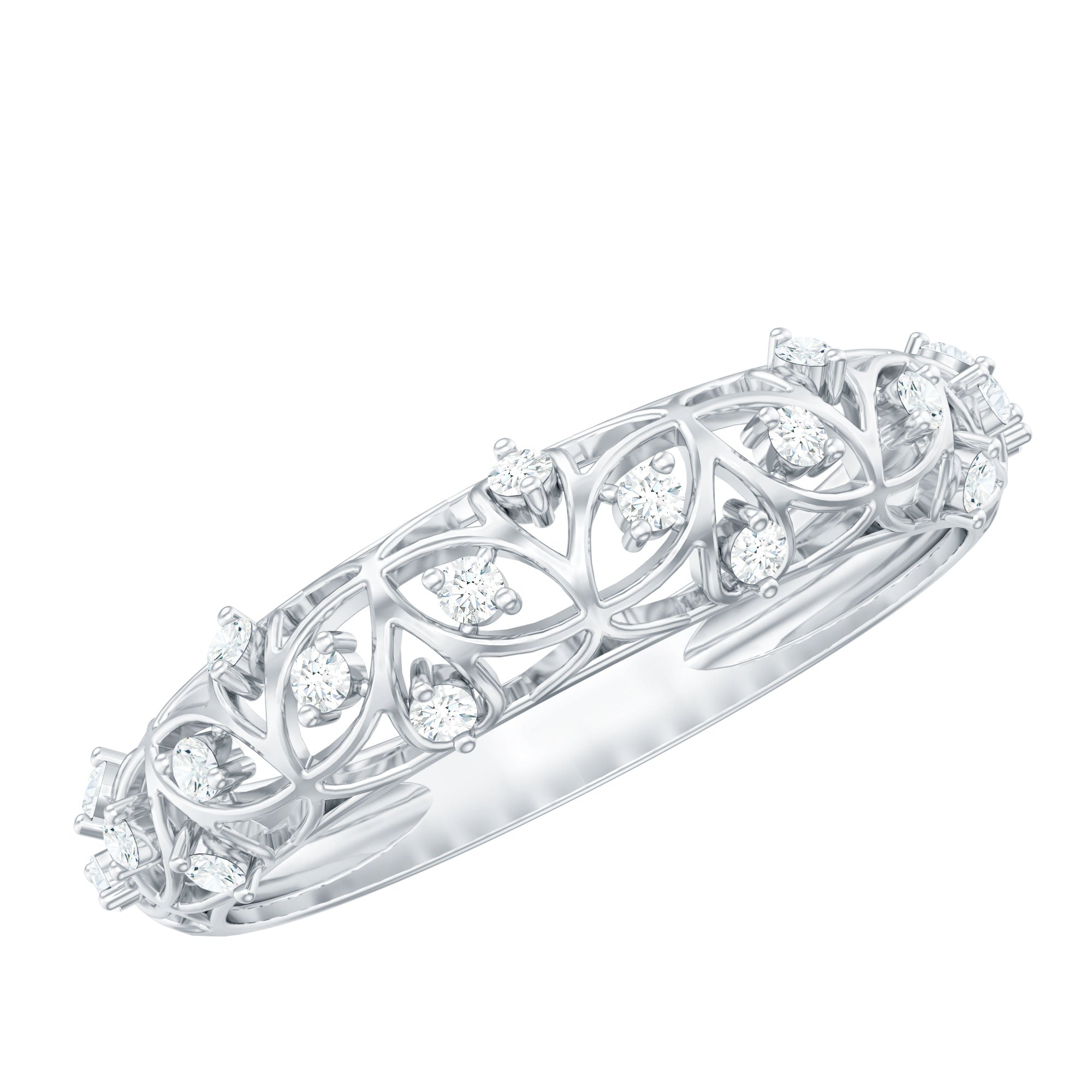 Certified Diamond Filigree Wedding Band for Women