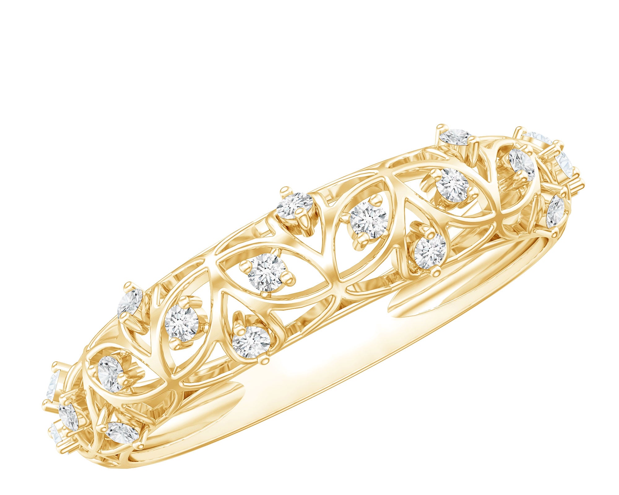 Certified Diamond Filigree Wedding Band for Women Natural - ( HI-SI ) - Rosec Jewels