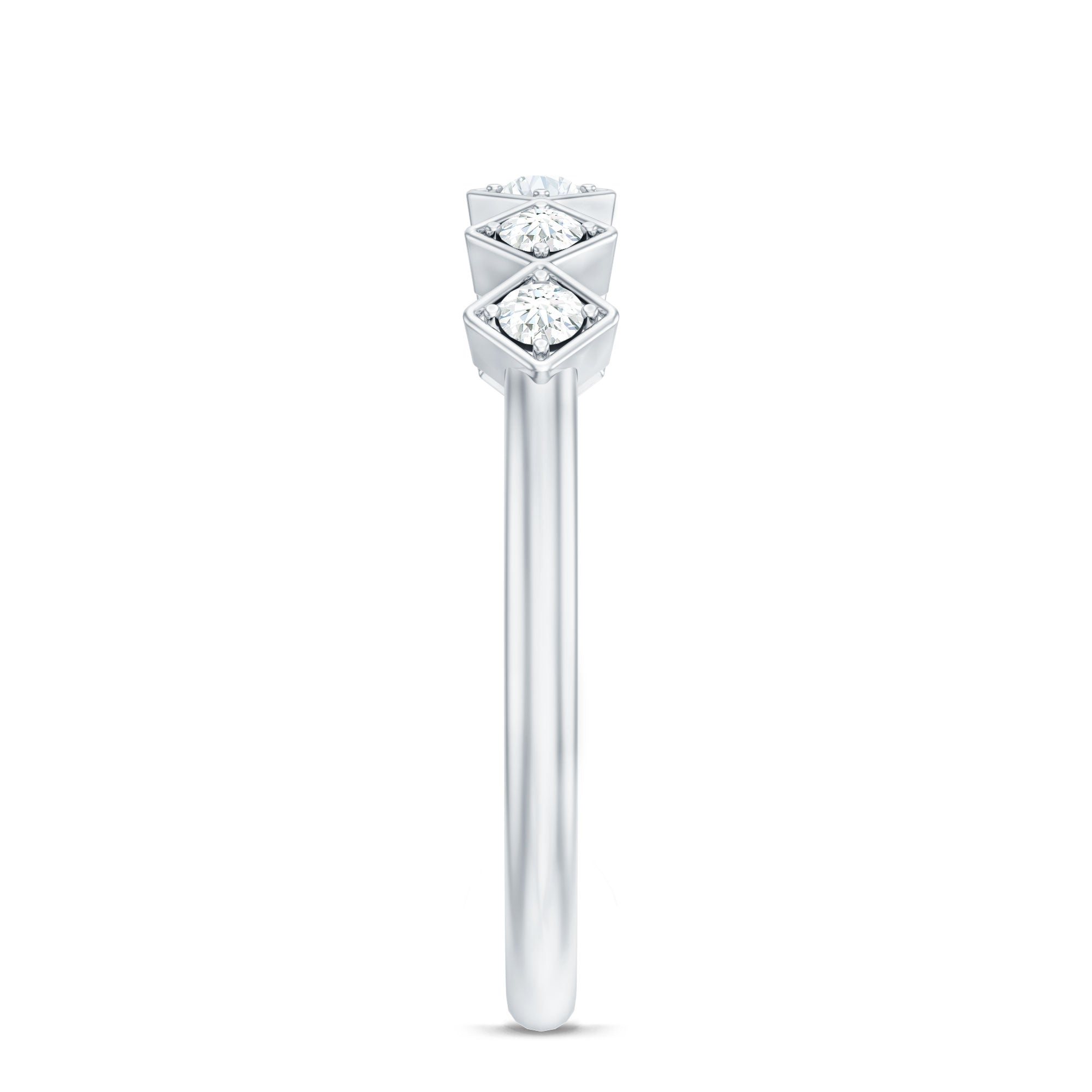 Minimal Diamond Geometric Half Eternity Ring Natural - ( HI-SI ) - Rosec Jewels