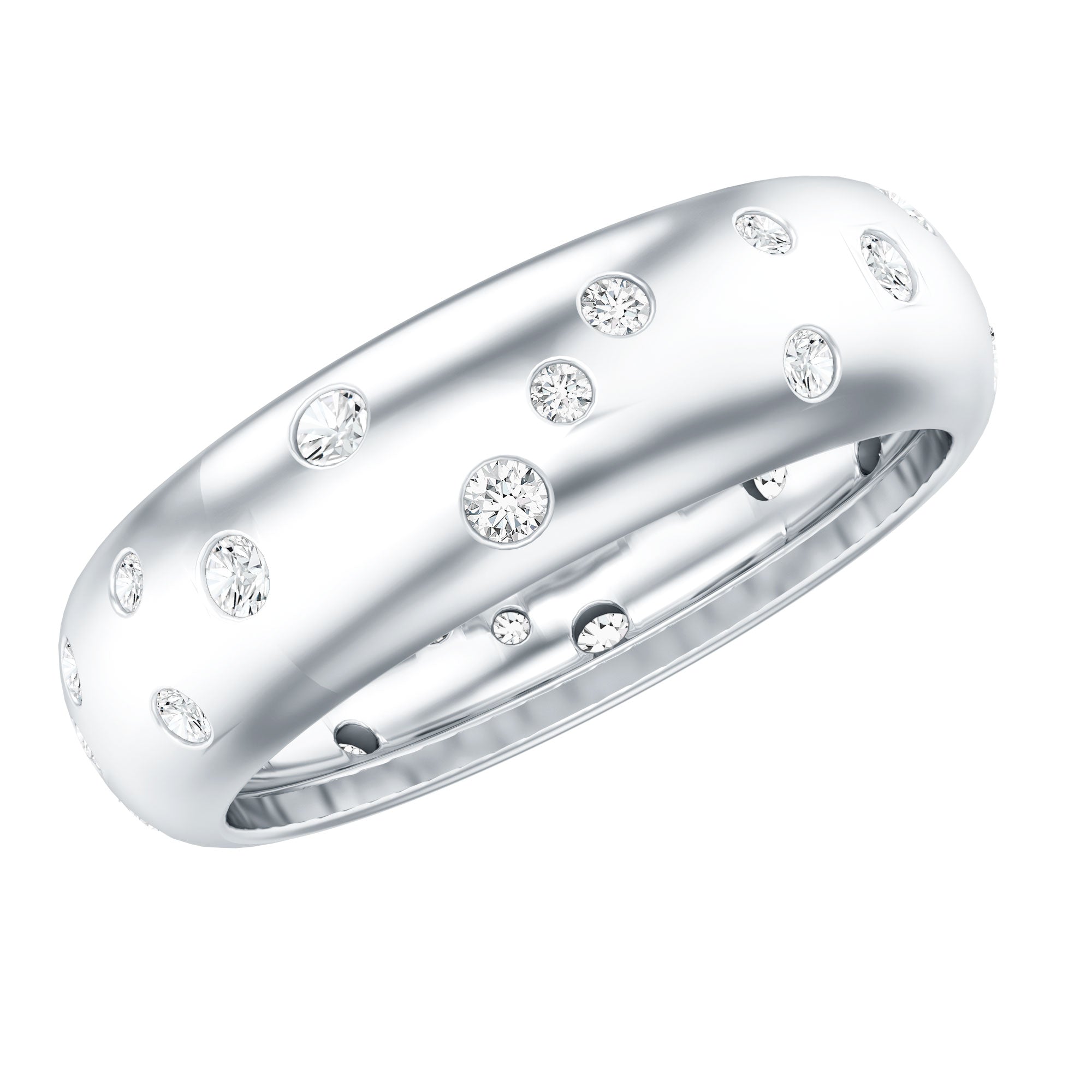 Rosec Jewels-Scatter Moissanite Wedding Wide Band Ring