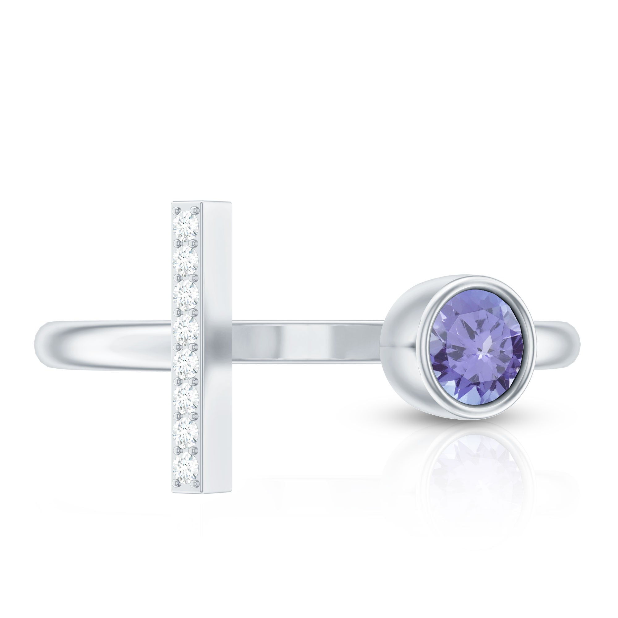 Contemporary Tanzanite Diamond Ring in Cuff Style AAA - Rosec Jewels