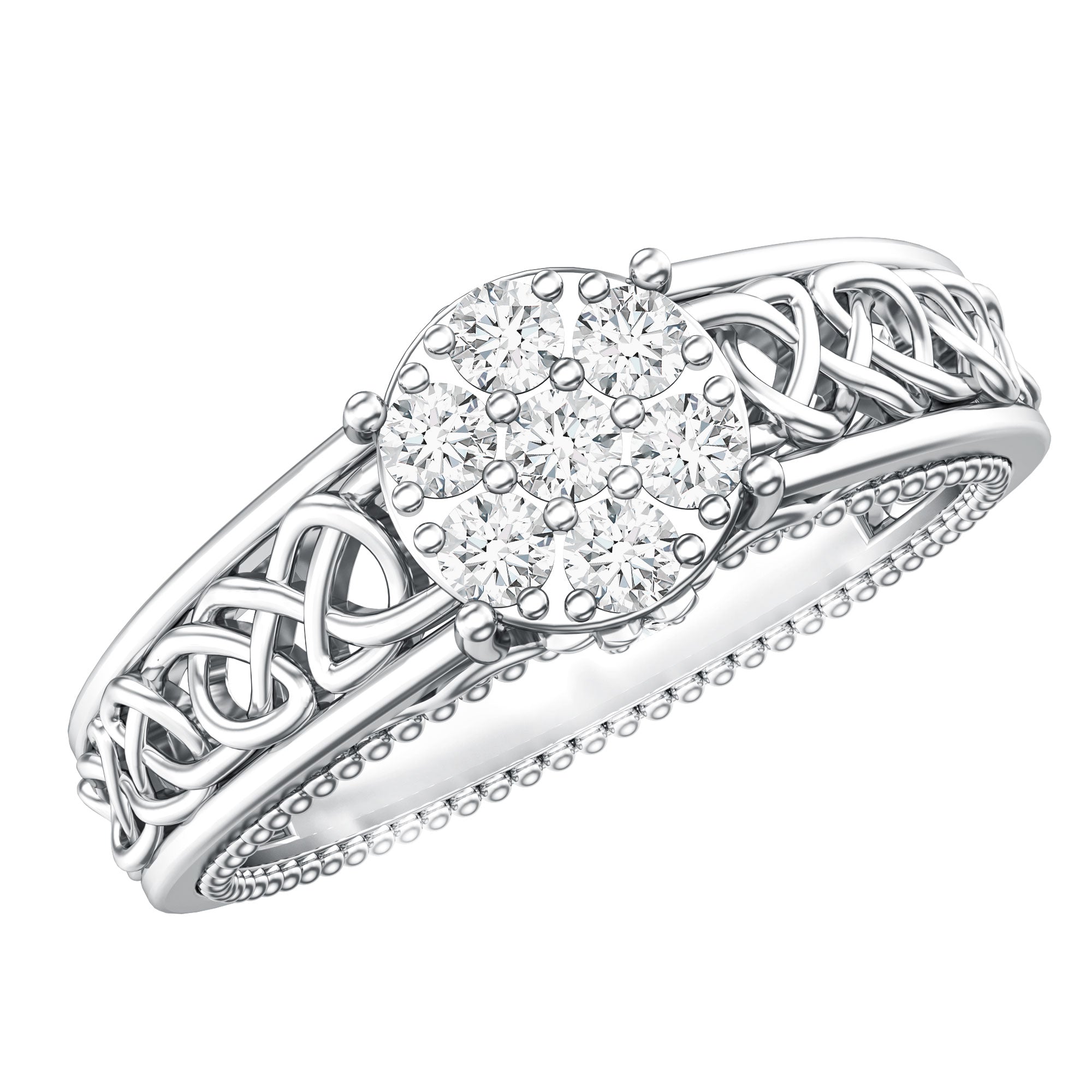 Illusion Real Diamond Celtic Knot Band Ring for Women Natural - ( HI-SI ) - Rosec Jewels