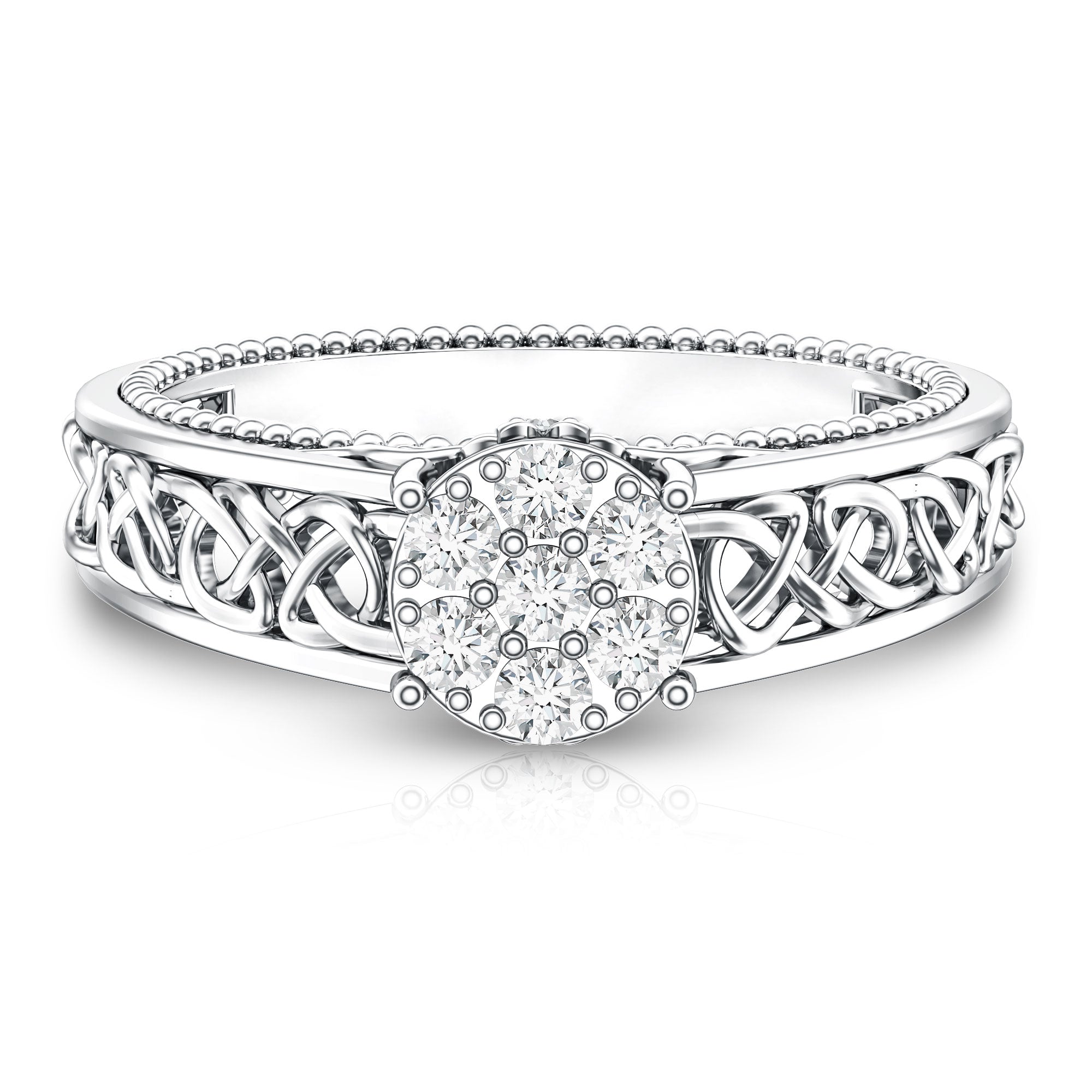 Illusion Real Diamond Celtic Knot Band Ring for Women Natural - ( HI-SI ) - Rosec Jewels