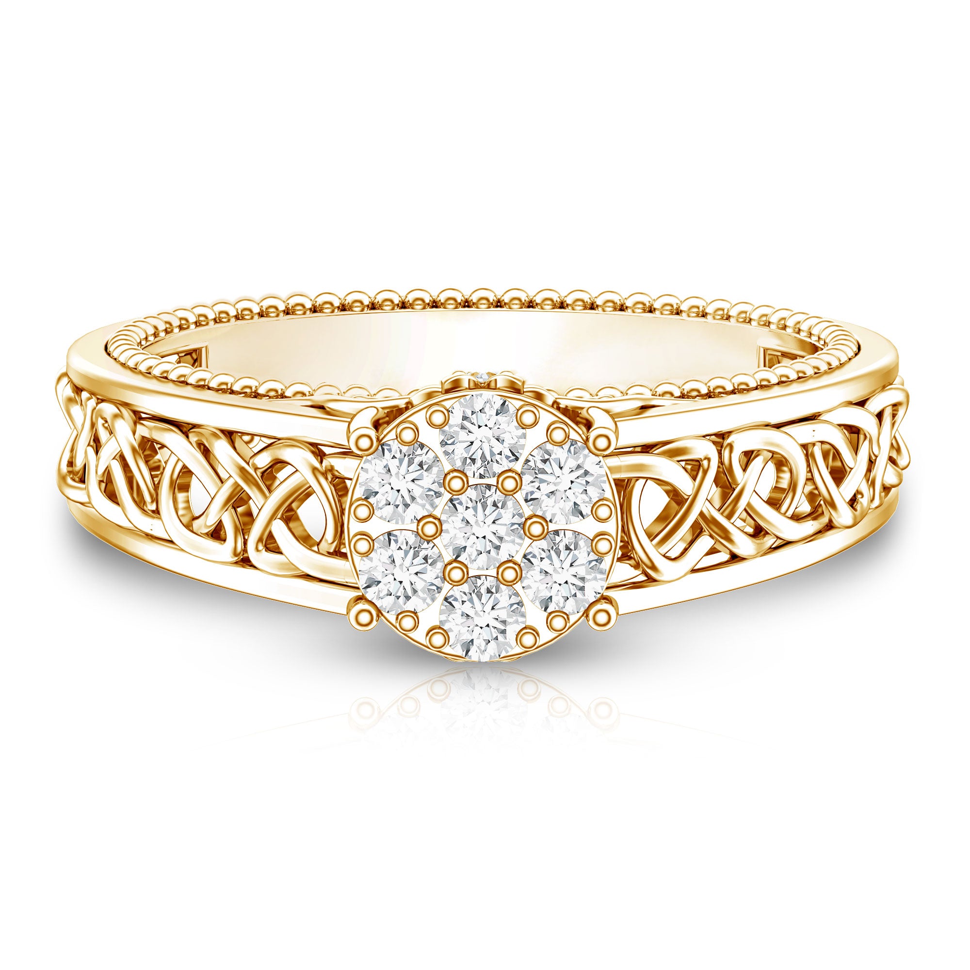 Illusion Real Diamond Celtic Knot Band Ring for Women Natural - ( HI-SI ) - Rosec Jewels