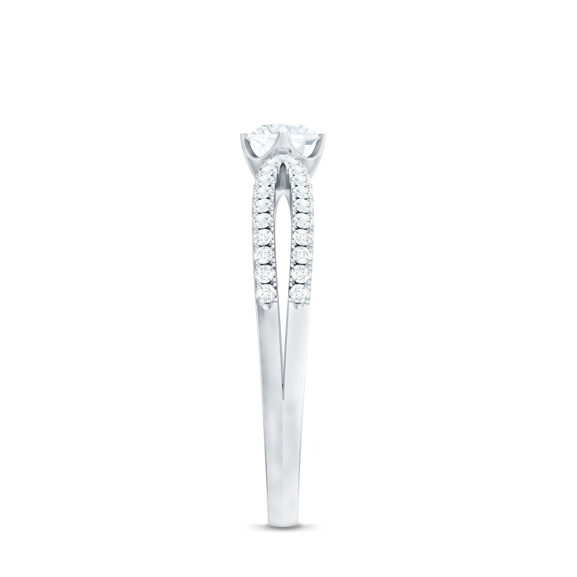 Rosec Jewels-Diamond Solitaire Engagement Ring With Split Shank