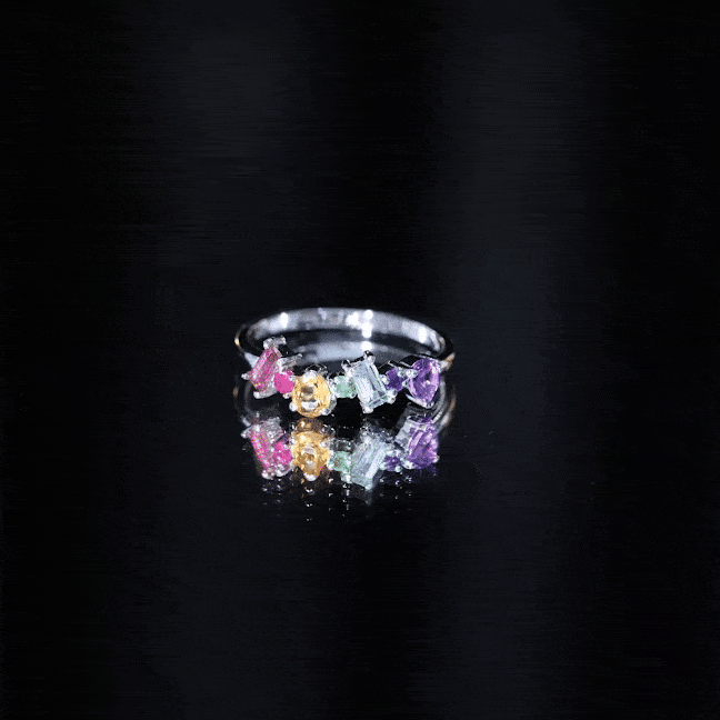 Rosec Jewels-Natural Multi Gemstone Promise Ring for Women