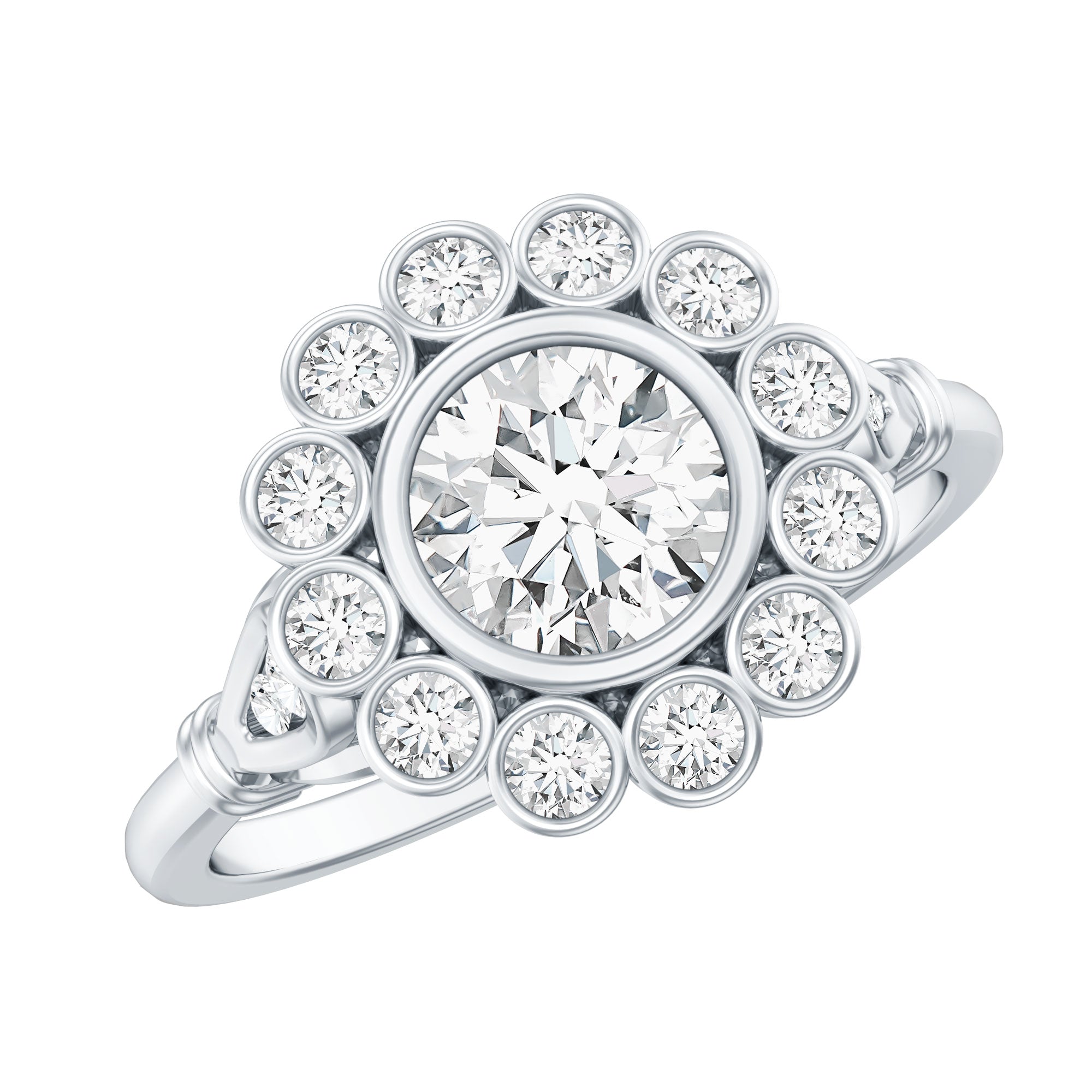 Certified Moissanite Bezel Set Engagement Ring