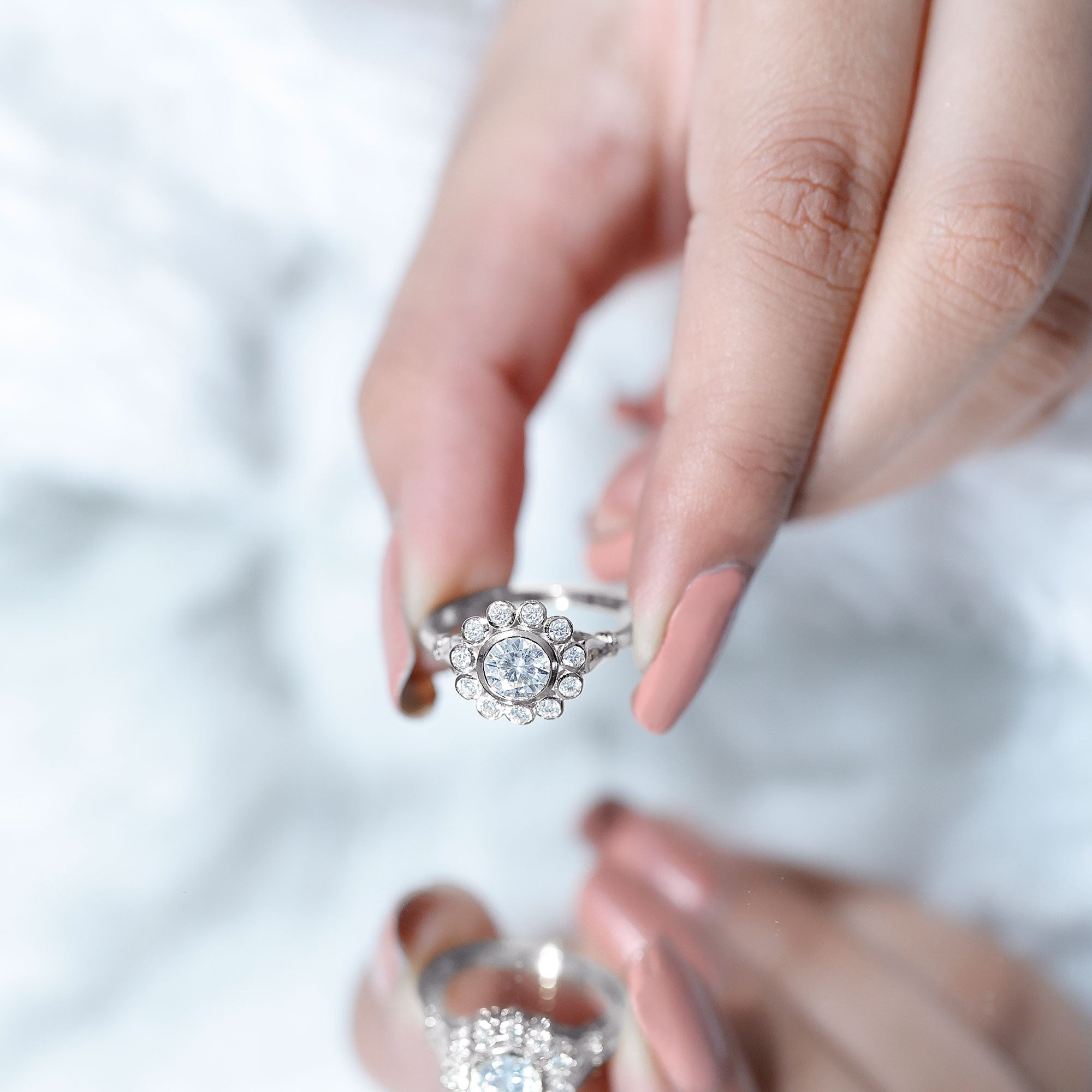 Certified Moissanite Bezel Set Engagement Ring D-VS1 - Rosec Jewels