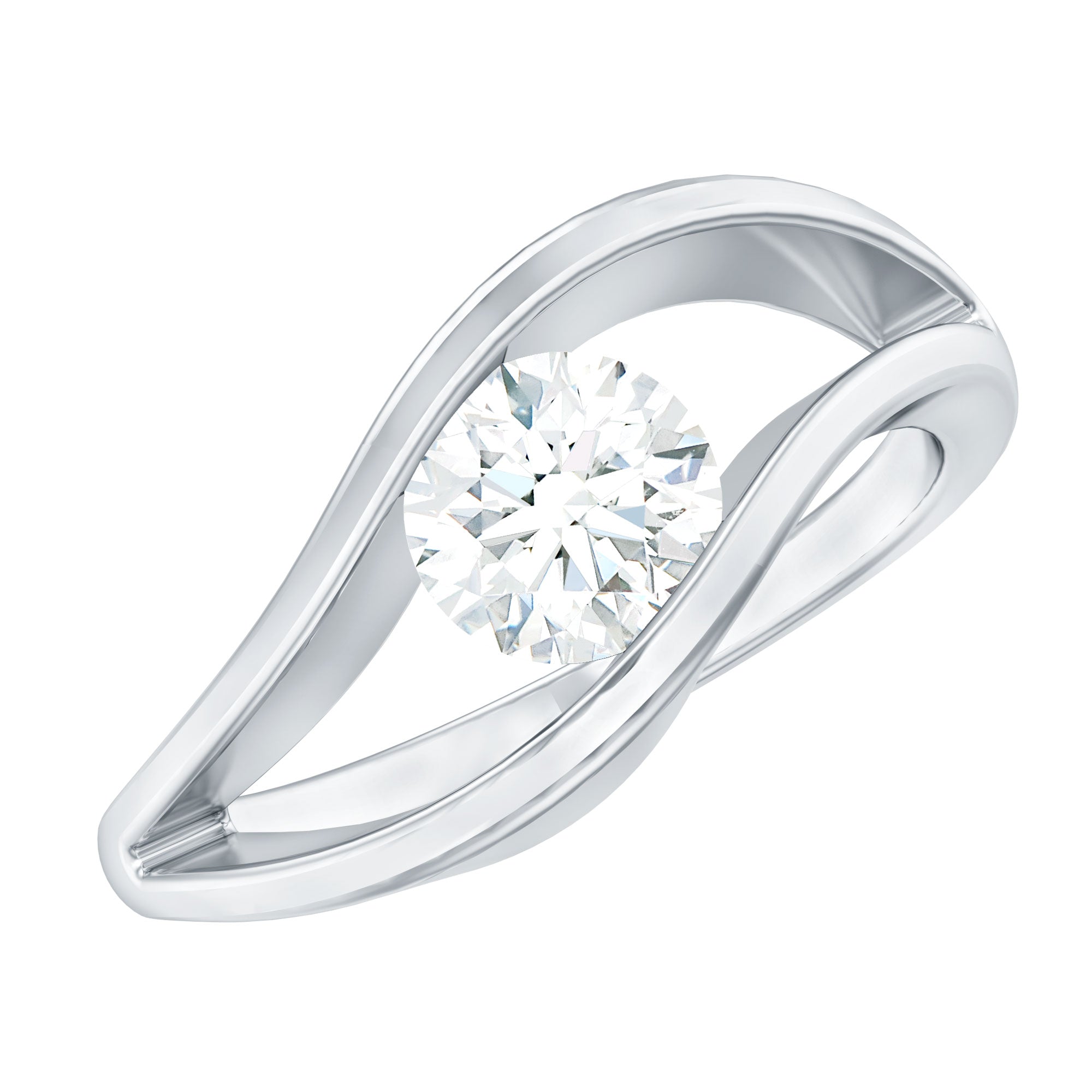 Certified 6 MM Round Moissanite Solitaire Ring with Tension Setting