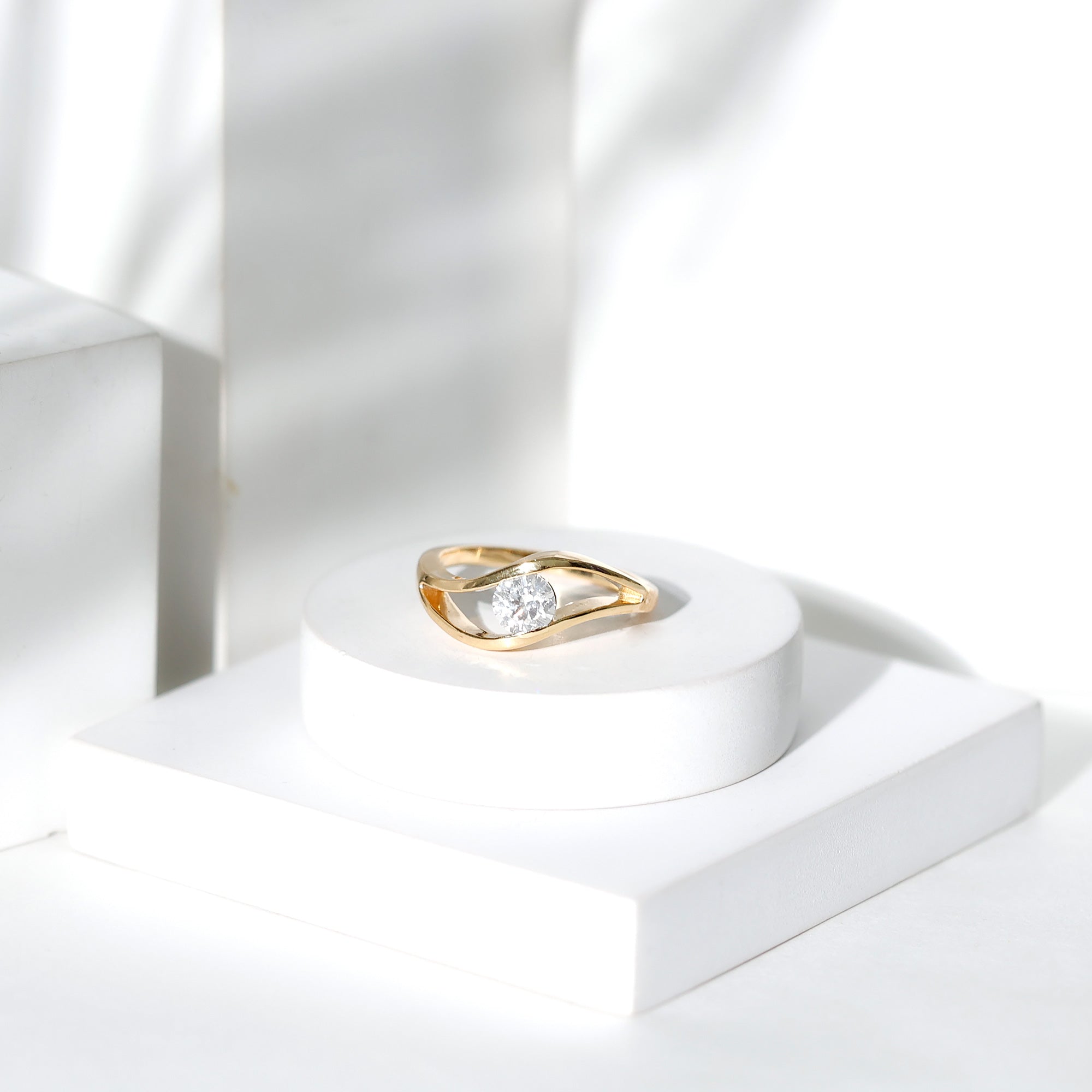 Certified 6 MM Round Moissanite Solitaire Ring with Tension Setting D-VS1 - Rosec Jewels