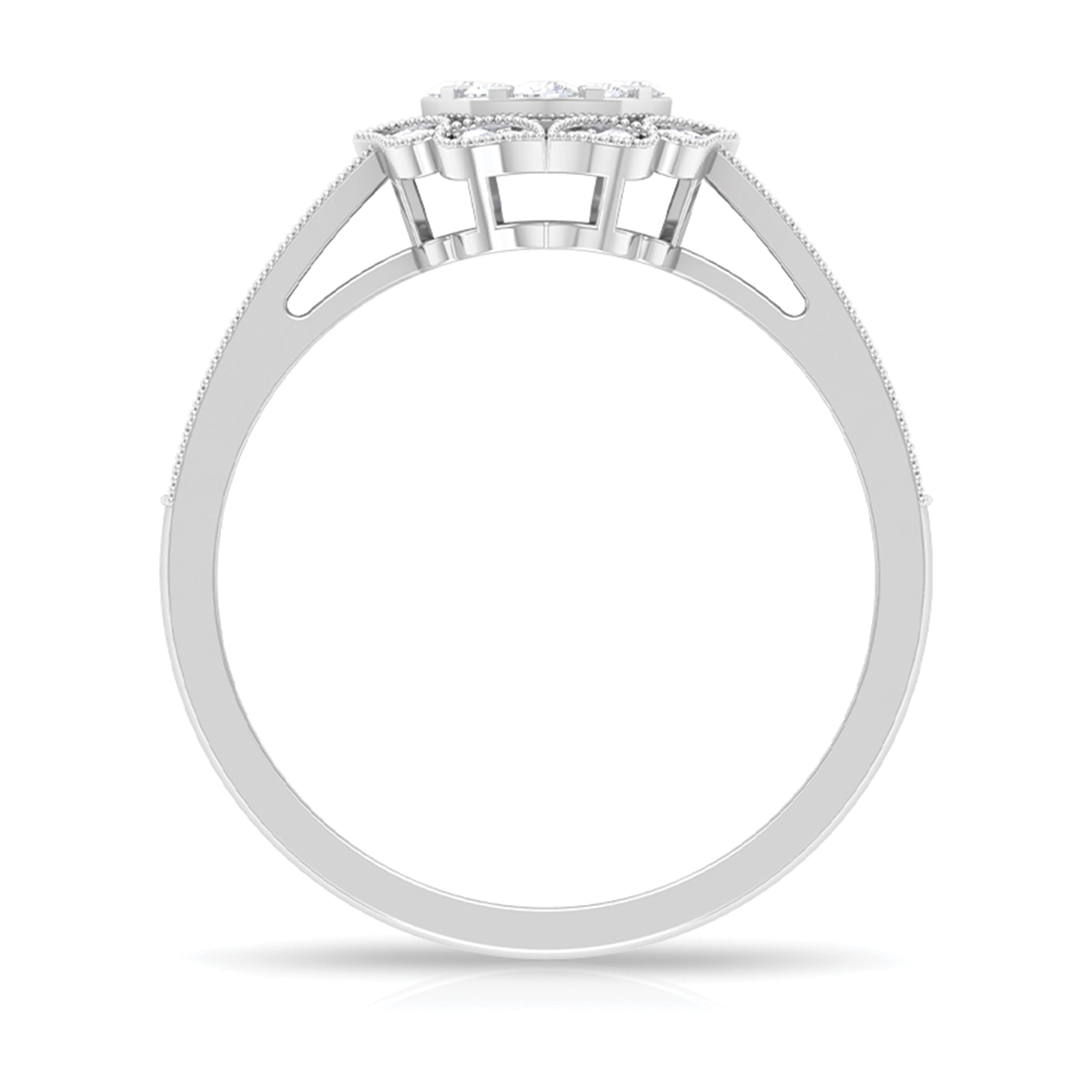 Rosec Jewels-Vintage Inspired Diamond Halo Engagement Ring In Illusion Setting