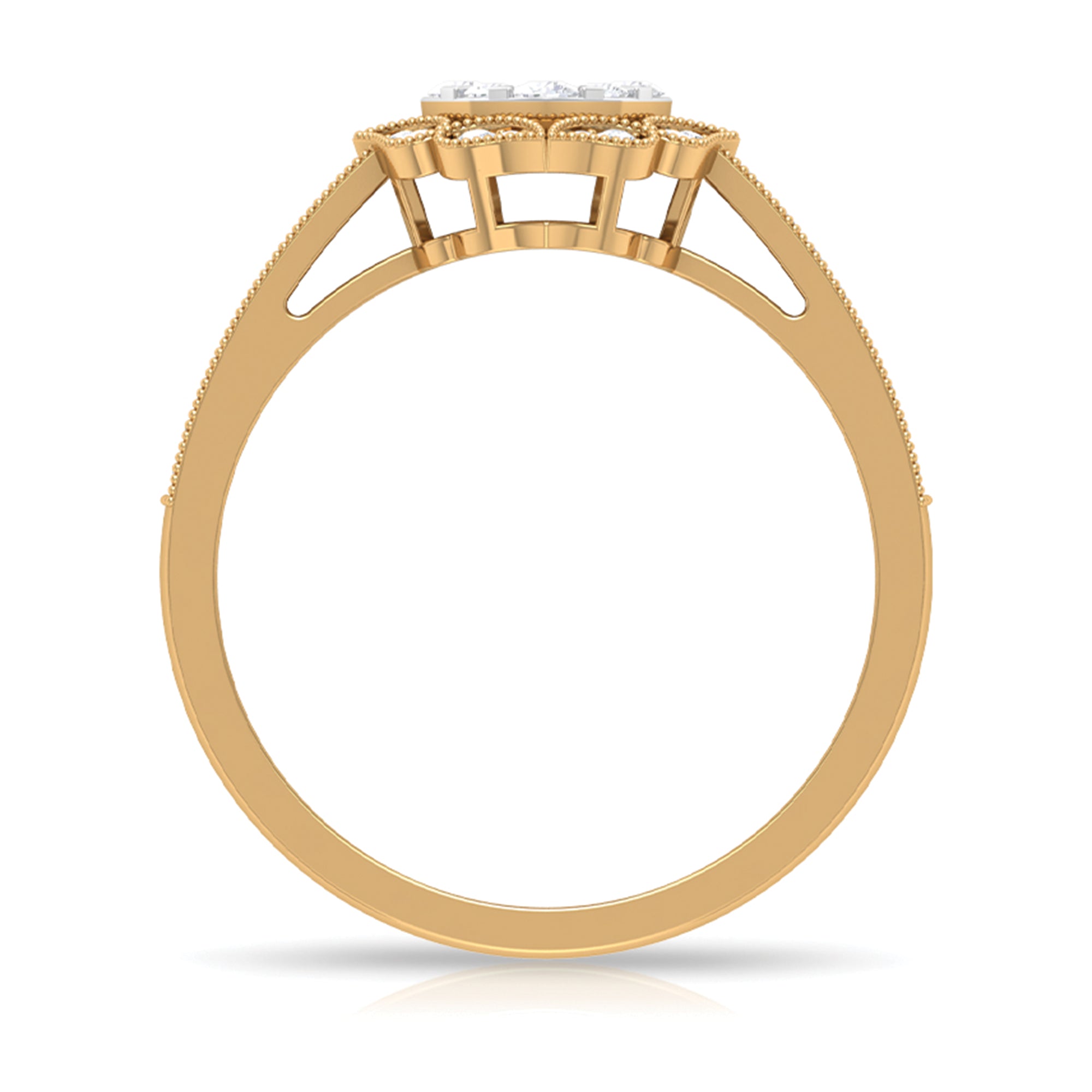 Rosec Jewels-Vintage Inspired Diamond Halo Engagement Ring In Illusion Setting