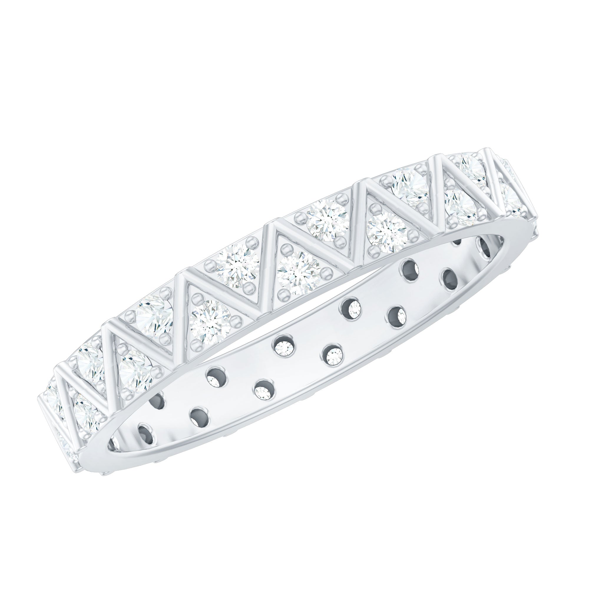 Diamond Band Ring in Surface Prong Set Natural - ( HI-SI ) - Rosec Jewels